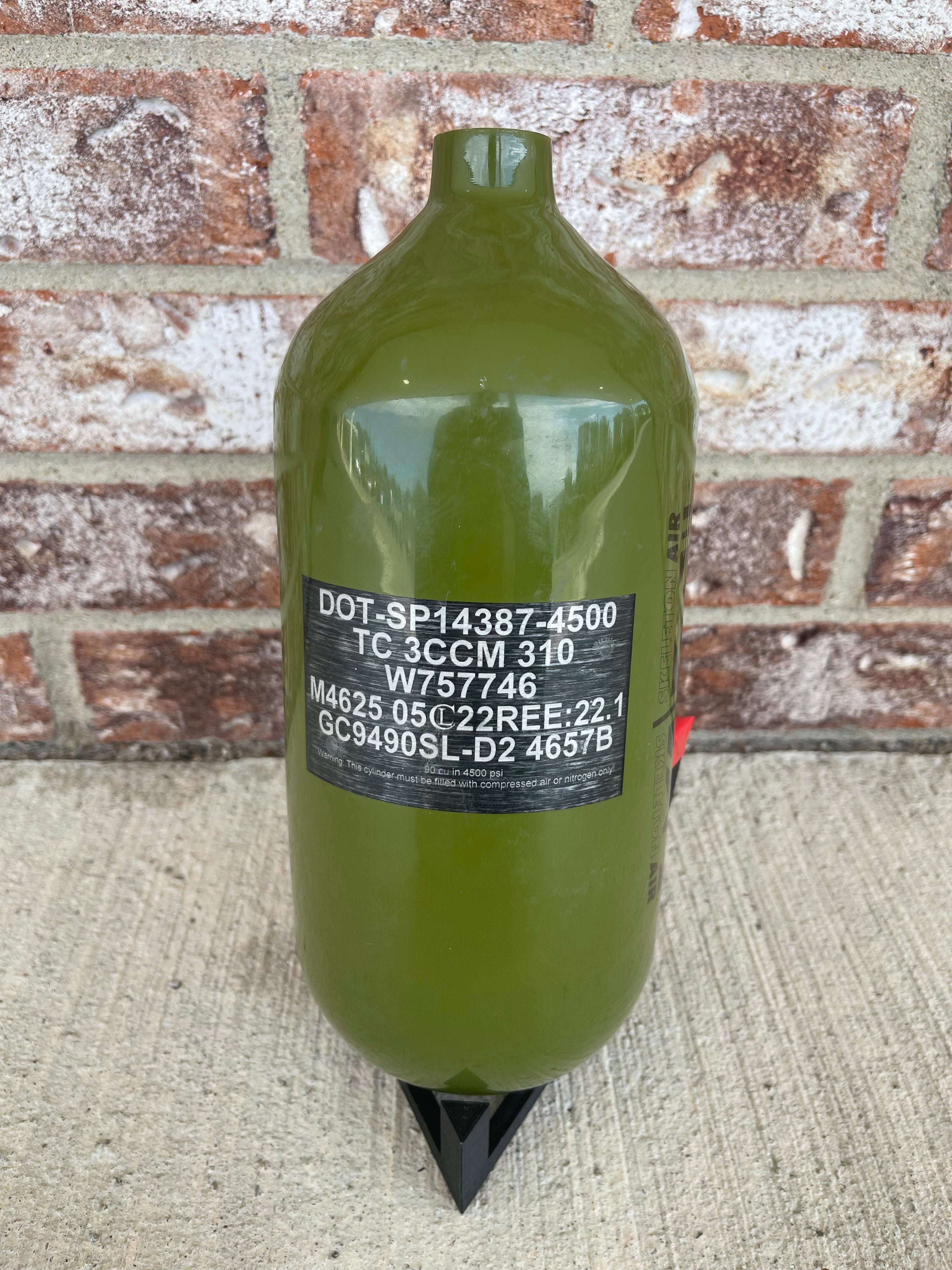 Used Infamous Skeleton Air 90/4500 Paintball Tank Olive/Black *Bottle