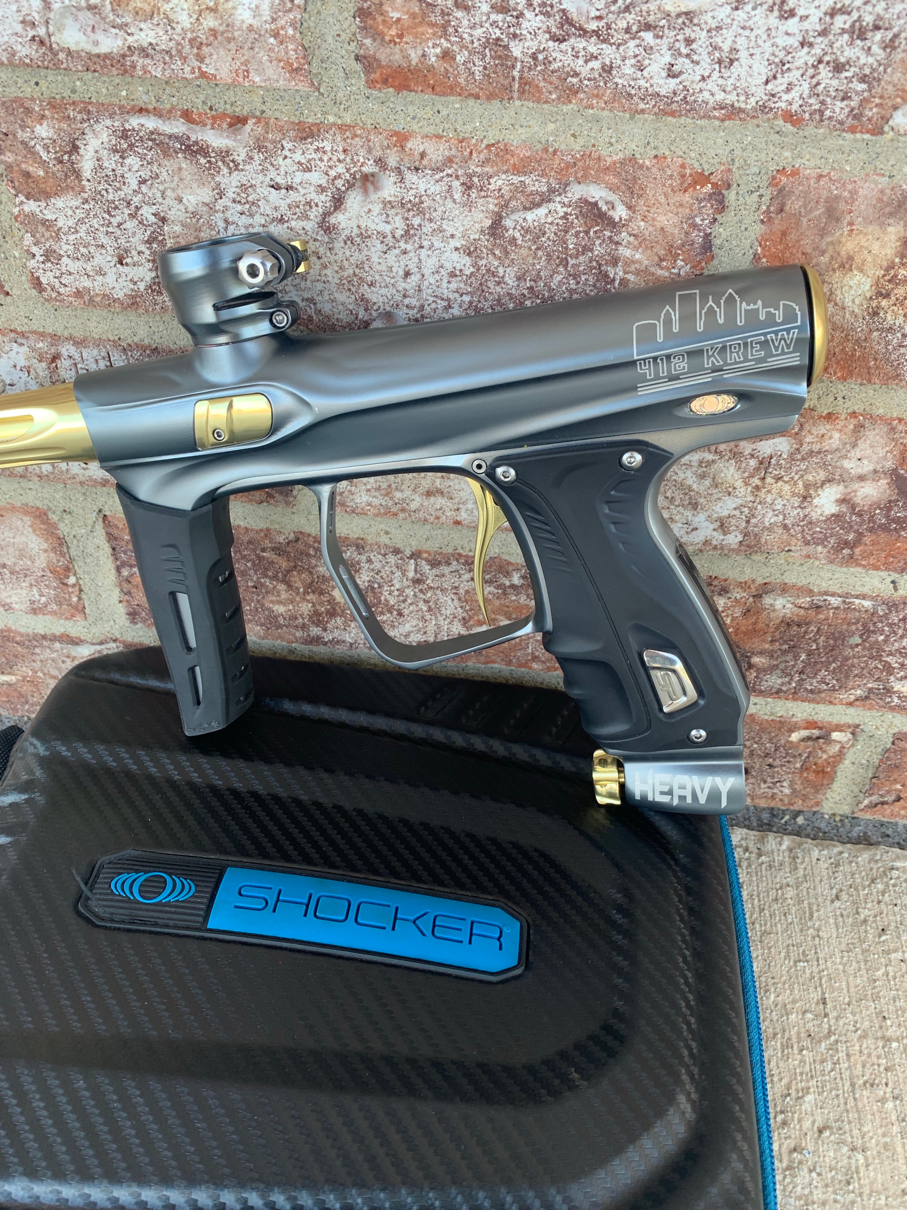 Used Shocker XLS Paintball Marker- Gray/Gold