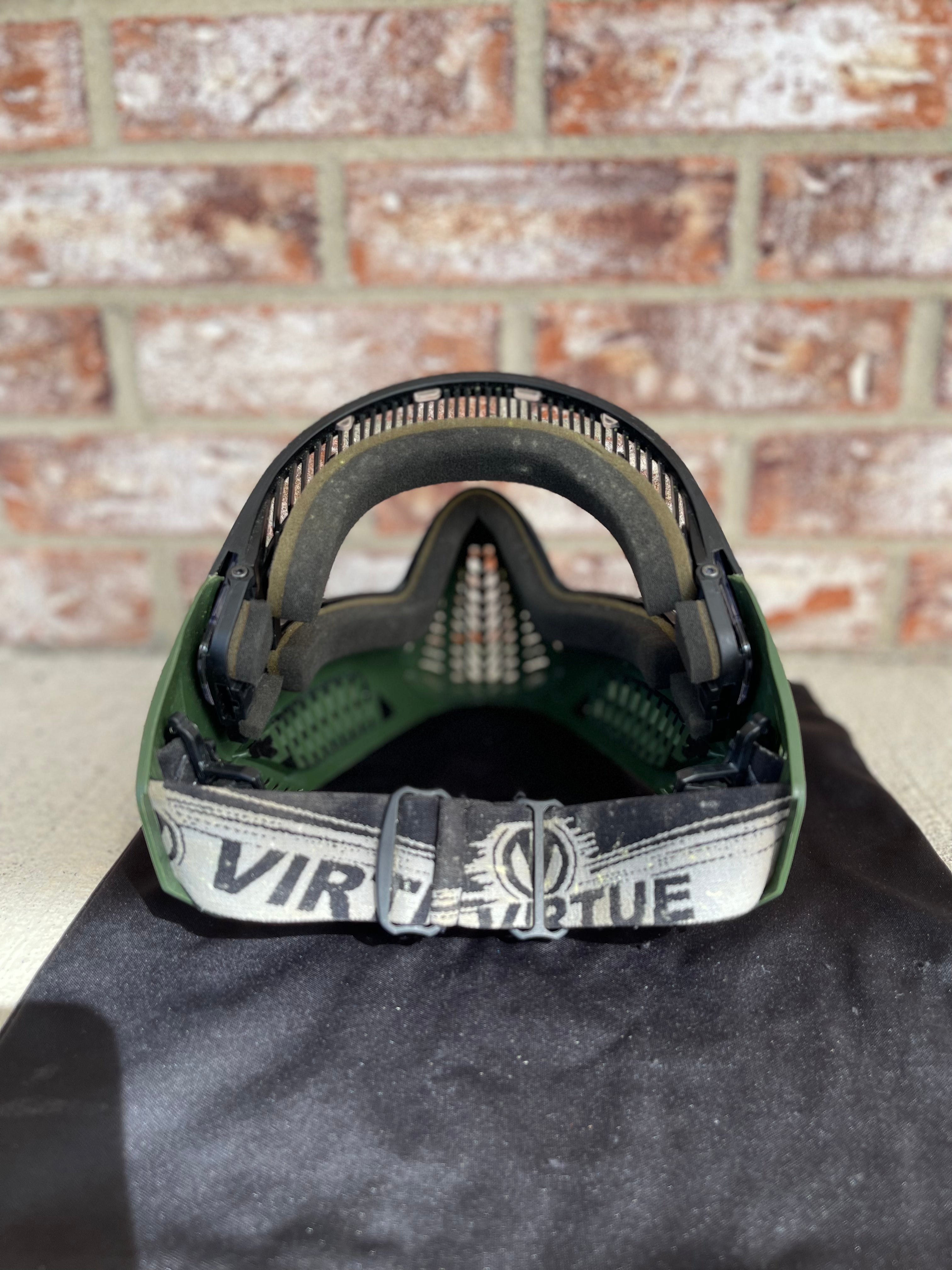 Used Virtue Vio Ascend AF Paintball Mask Olive w/ Clear Lens and Sof