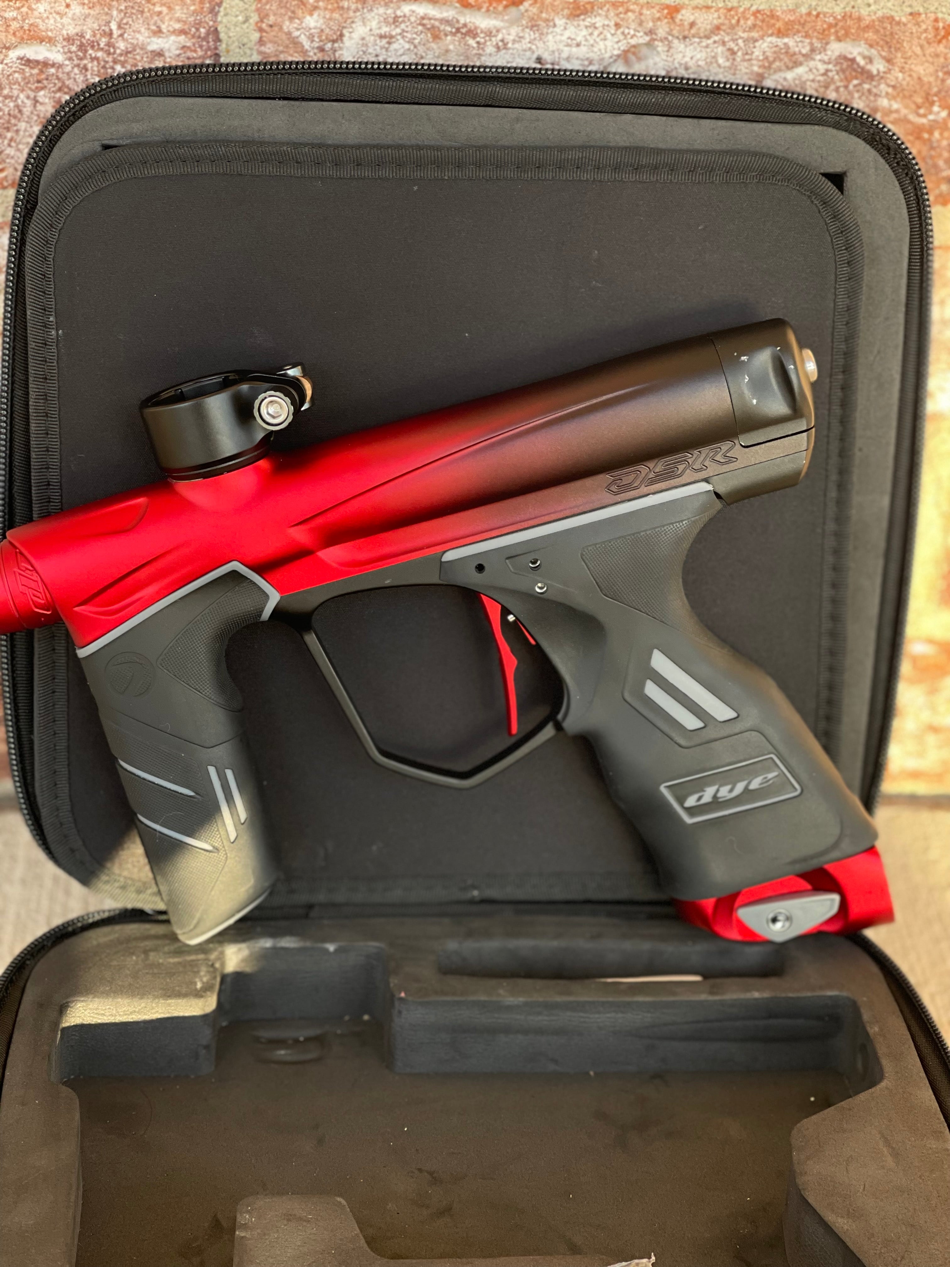 Used Dye DSR Paintball Gun - Black Cherry w/ Flex Face Bolt, Flex Flow Can, 4th Gen Eye Pipe, and Lockdown 2 Feedneck