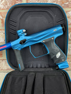 Used Shocker AMP Paintball Gun - Dust Blue w/Deep Blue Freak XL Back