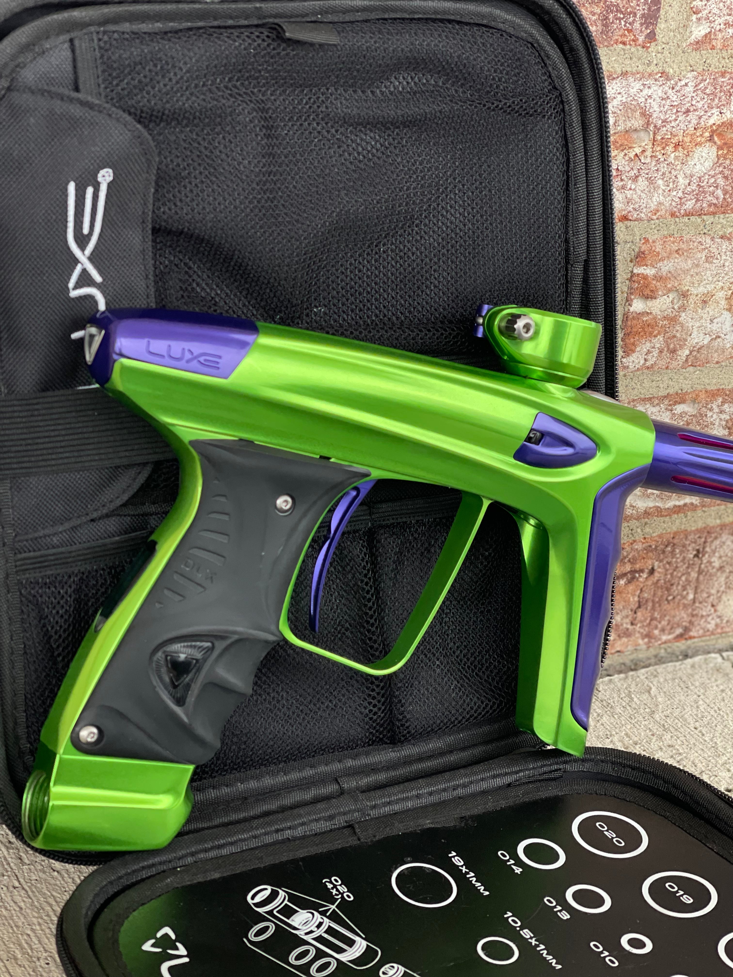 Used DLX Luxe ICE Paintball Gun - Polished Green / Polished Purple