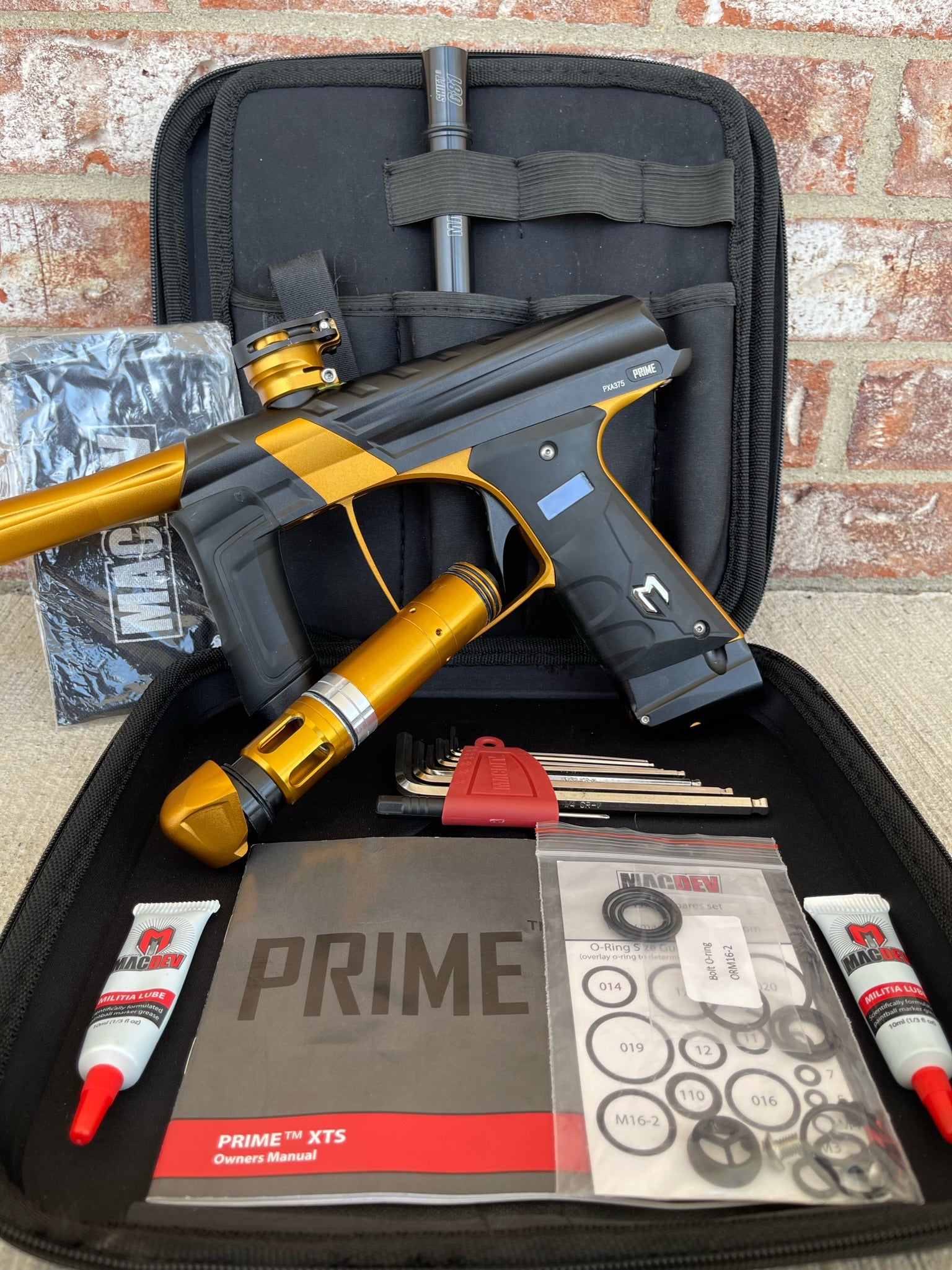 Used MacDev Prime XTS Paintball Gun - Dust Black/Gold