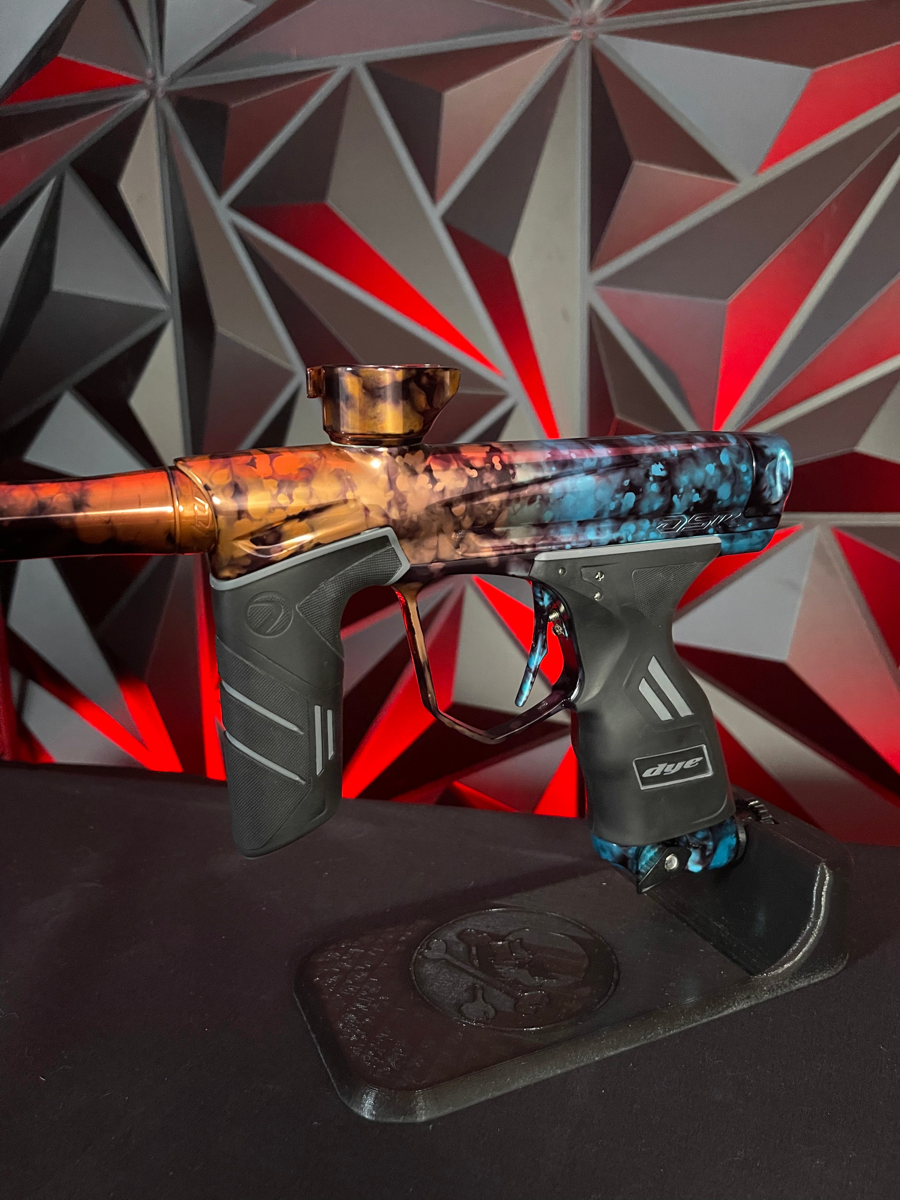 Step Paintball Color Used Dye DSR Paintball Gun - Blue/Orange Polished Cosmic Fade w/Flex F ...