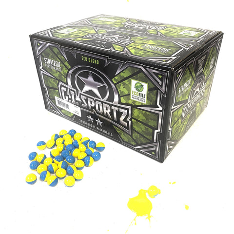 GI Sportz 2 Star Paintballs - 2000 Paintballs - Blue / Yellow Shell - Yellow Fill