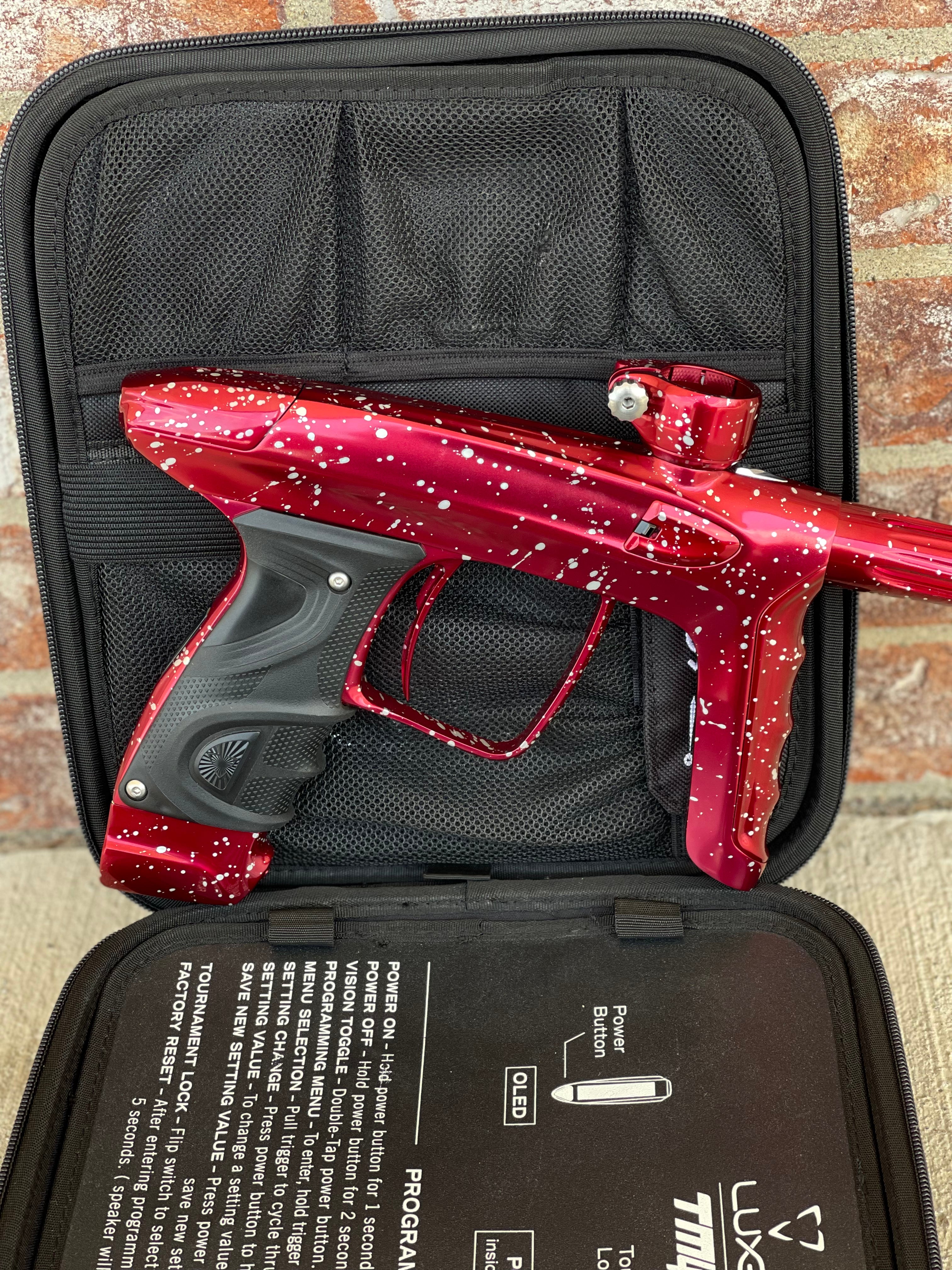 Used DLX Luxe TM40 Paintball Gun - LE Polished Red with White Speckling