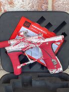 Used Planet Eclipse LV1.6 Paintball Gun - Silver / Red Splash *Custom Anno* w/ Infamous Silencio Tip