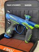 Used Dye DM14 Paintball Marker - Blue/Lime with New Lime Grips and Freak Bored UL Back