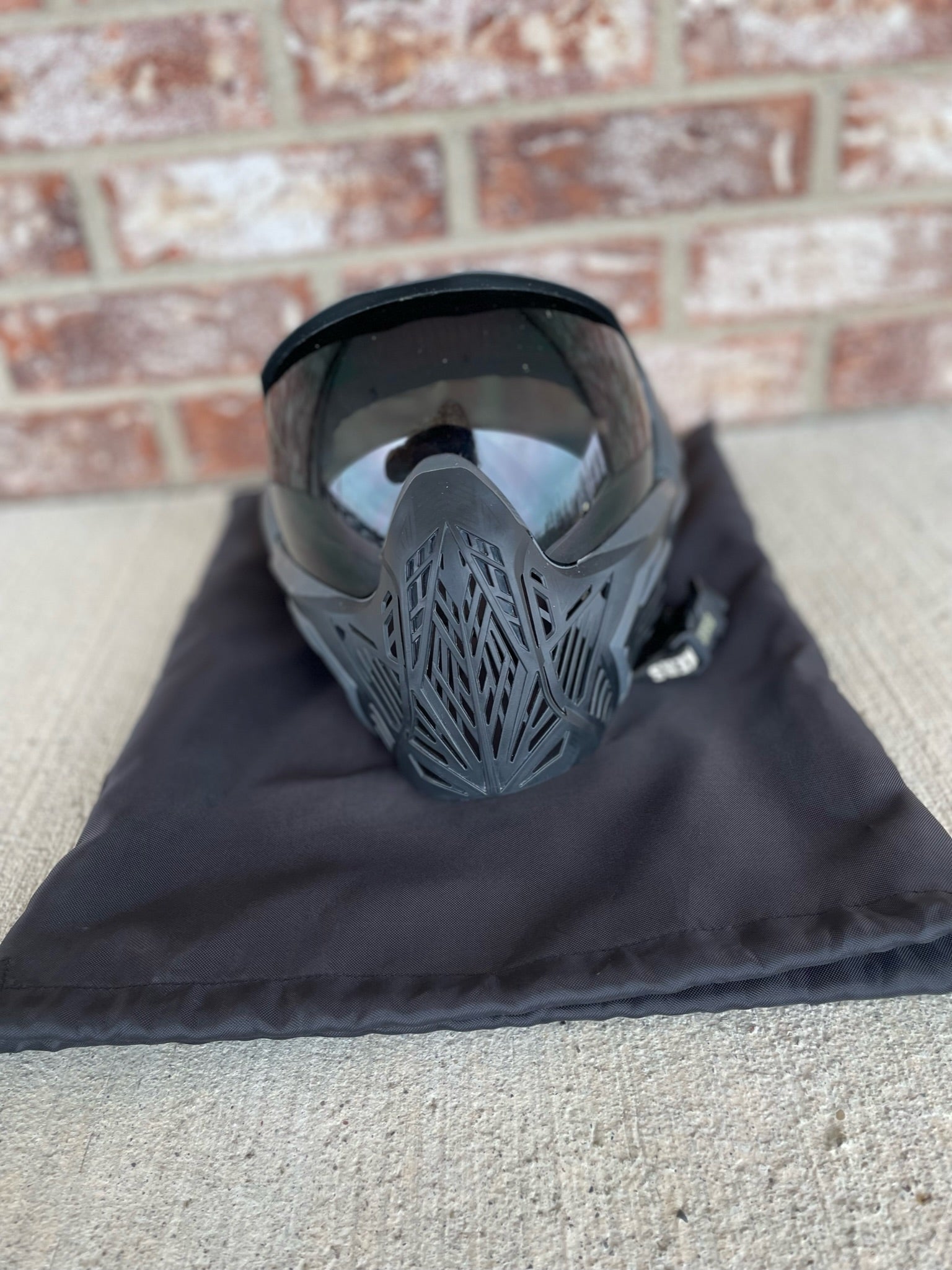 Used Bunker Kings CMD Paintball Mask - Black Ninja w/ Soft Goggle Bag