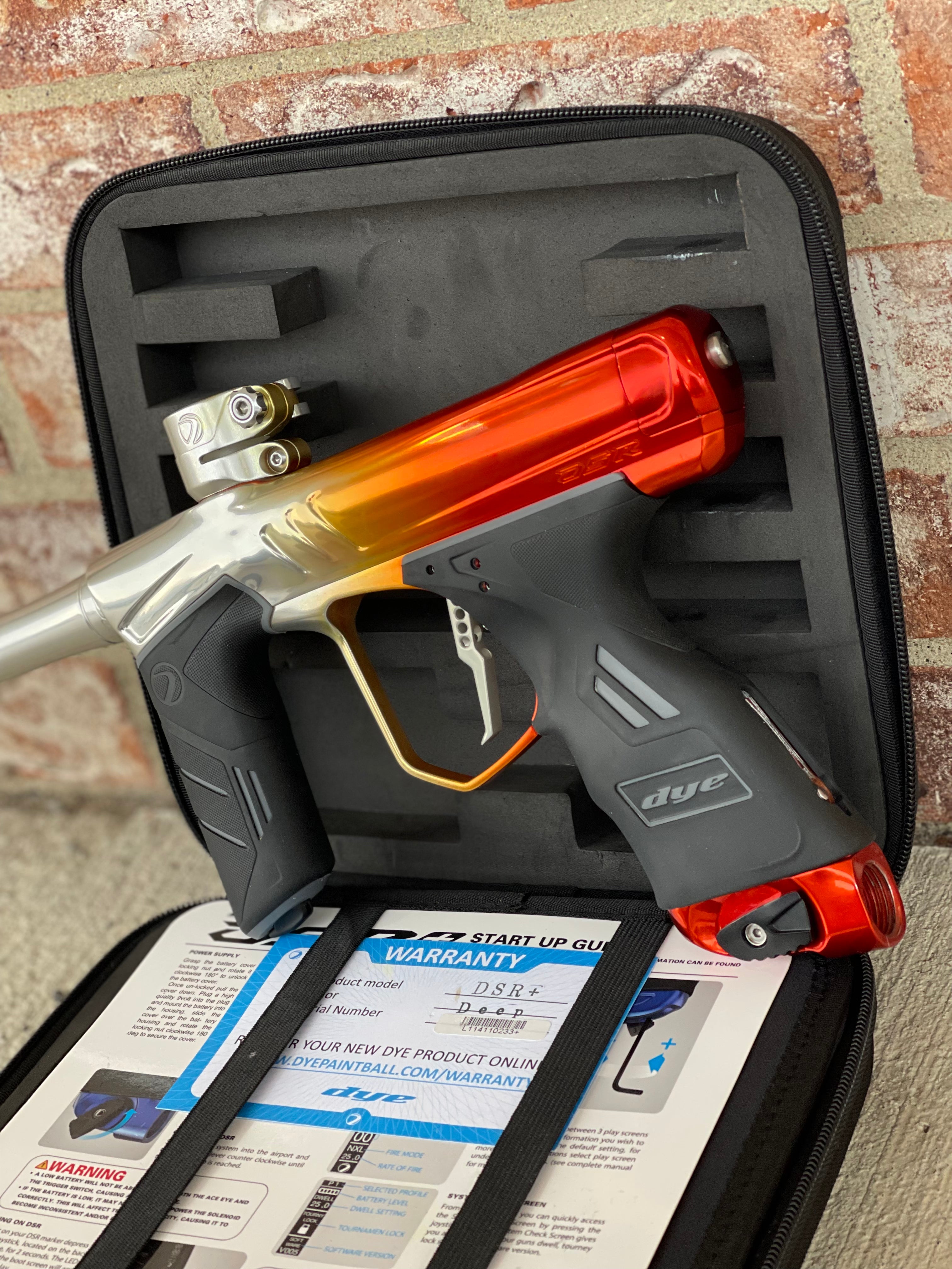 Used Dye DSR+ Paintball Gun - Polished Orange/Silver Fade