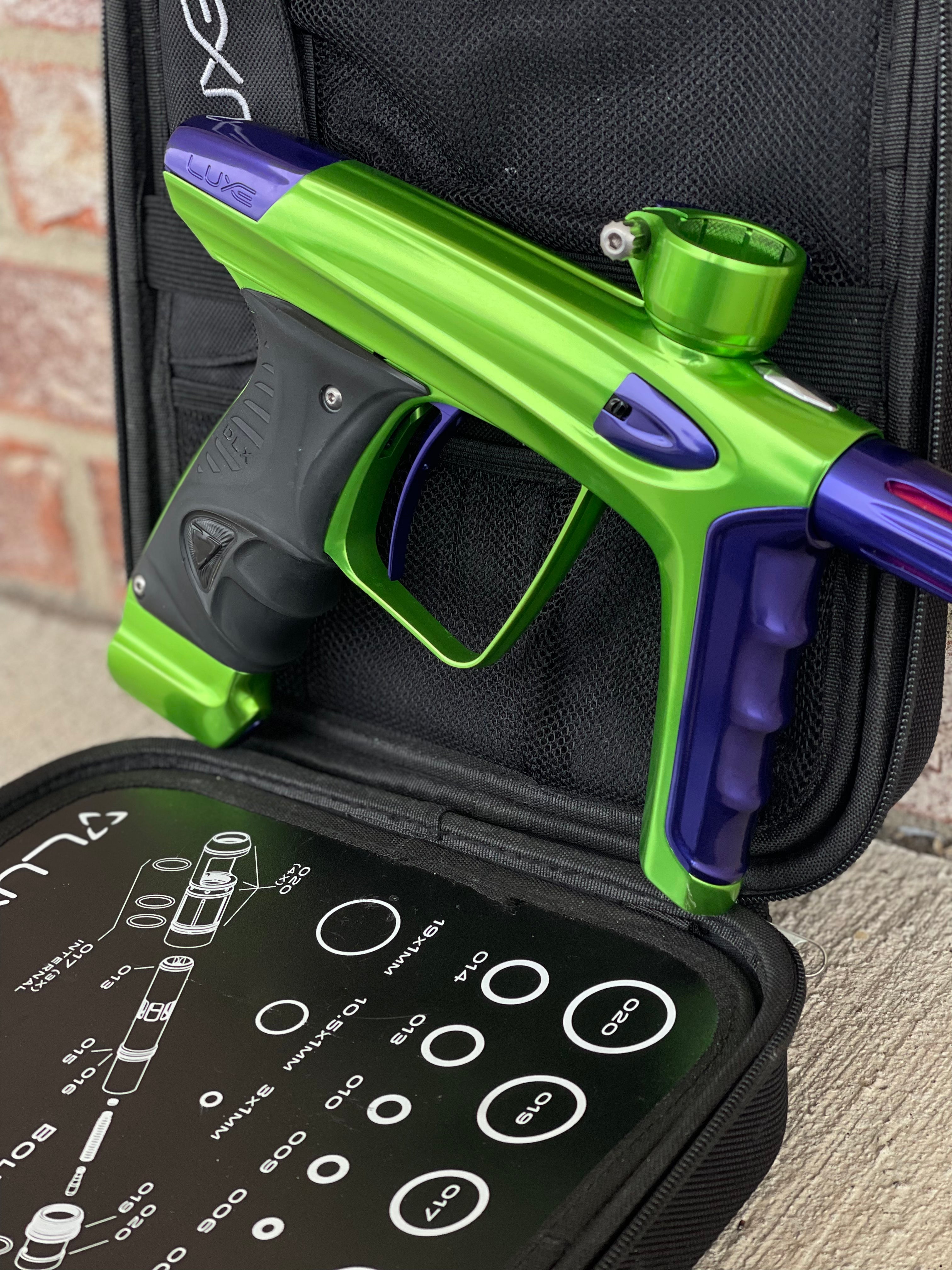 Used DLX Luxe ICE Paintball Gun - Polished Green / Polished Purple