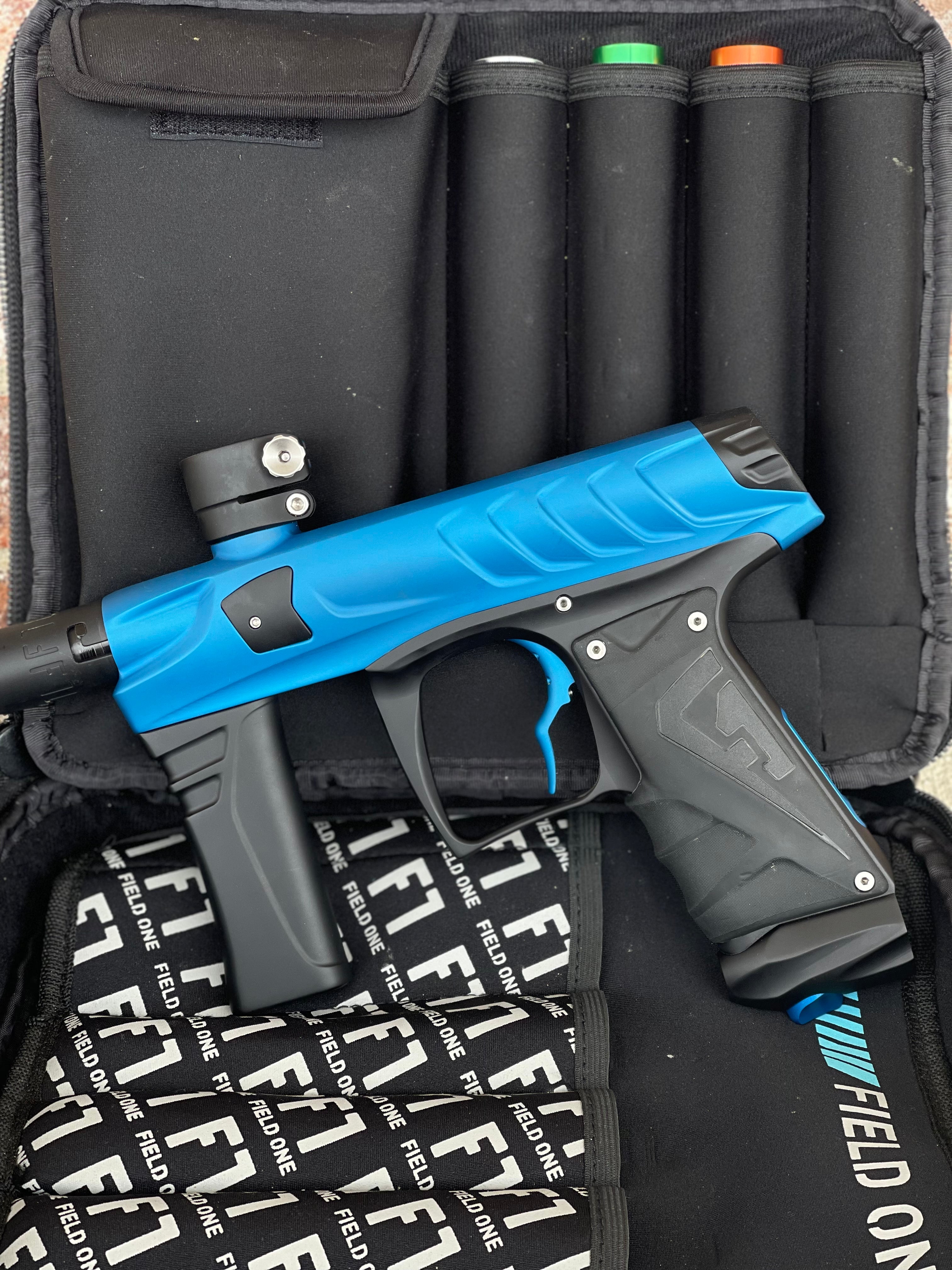 Used Field One Force Paintball Gun - Dust Blue with Full Acculock Barrel Kit