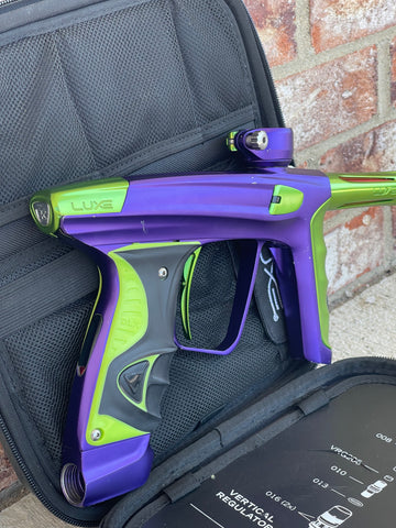 Used DLX Luxe X Paintball Gun - Dust Purple / Polished Green
