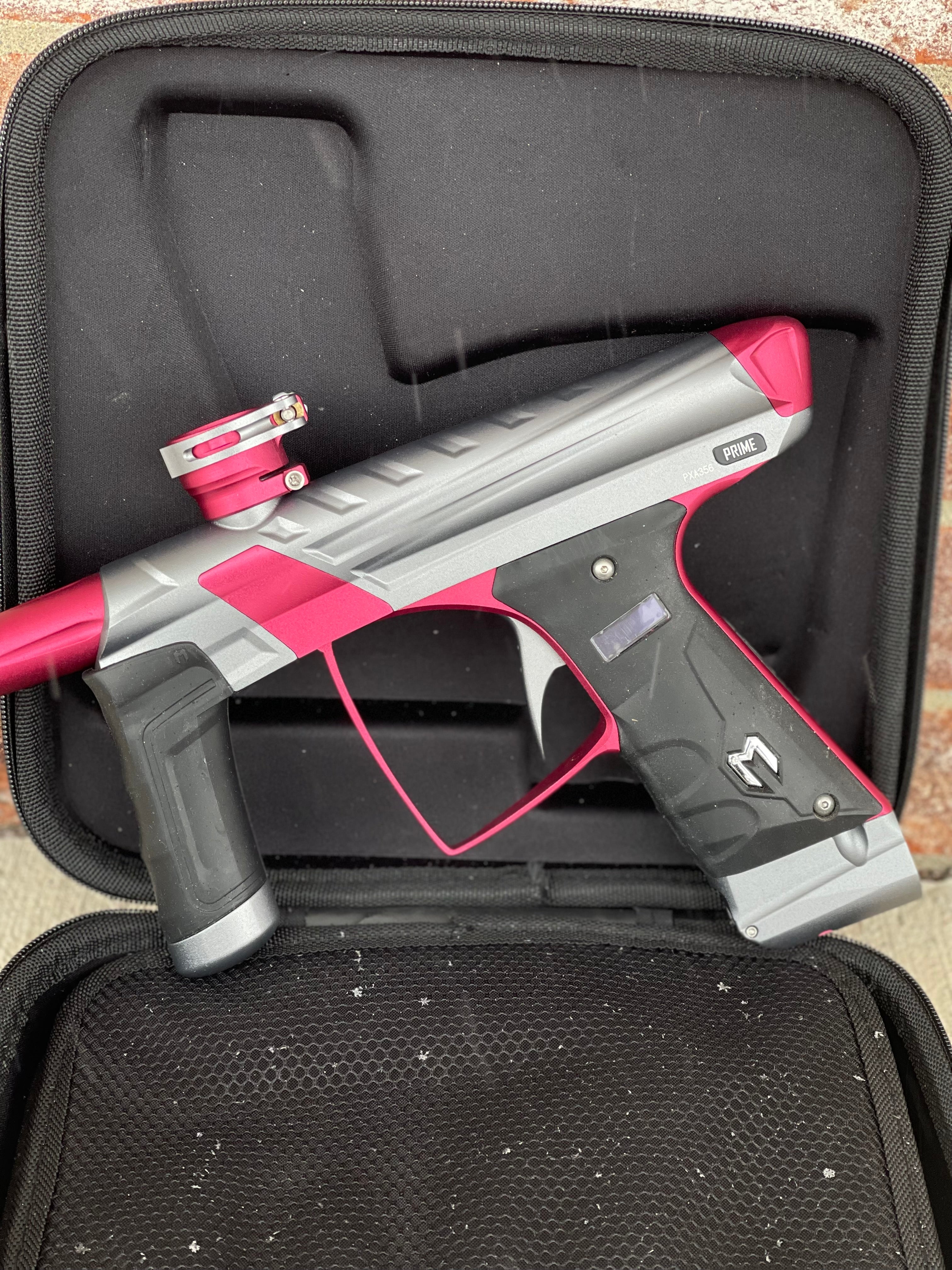 Used MacDev Prime XTS Paintball Gun - Dust Grey / Dust Red w/ additional Stock Deuce Trigger