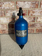 Used Infamous 80/4500 Skeleton Air Paintball Tank - Blue / Gold w/ Ninja Standard Regulator and Fill Nipple Cover