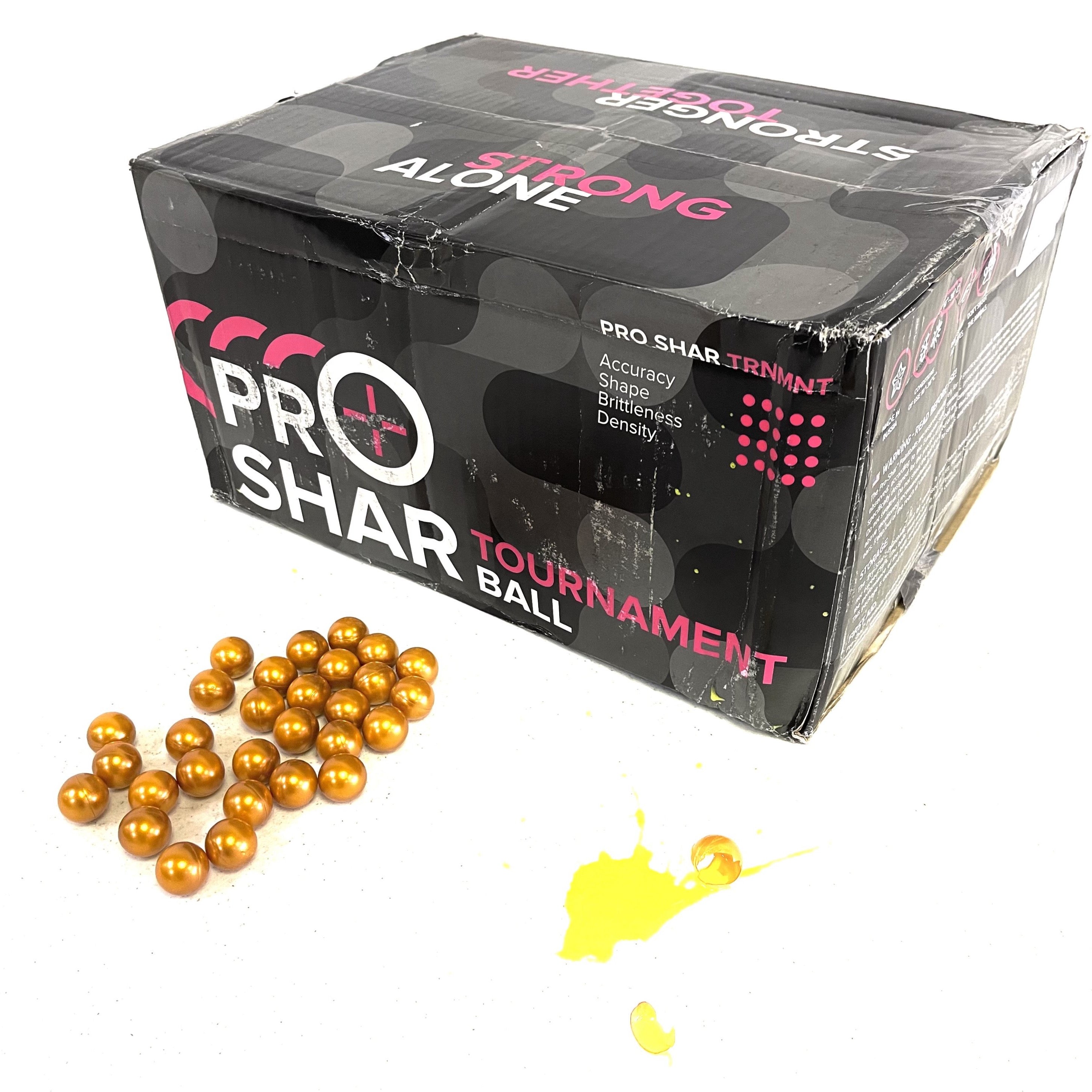 ProShar Tournament Paintballs - 0.68 cal - 2000 Count - Gold Shell - Yellow Fill