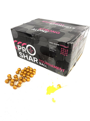 ProShar Tournament Paintballs - 0.68 cal - 2000 Count - Gold Shell - Yellow Fill