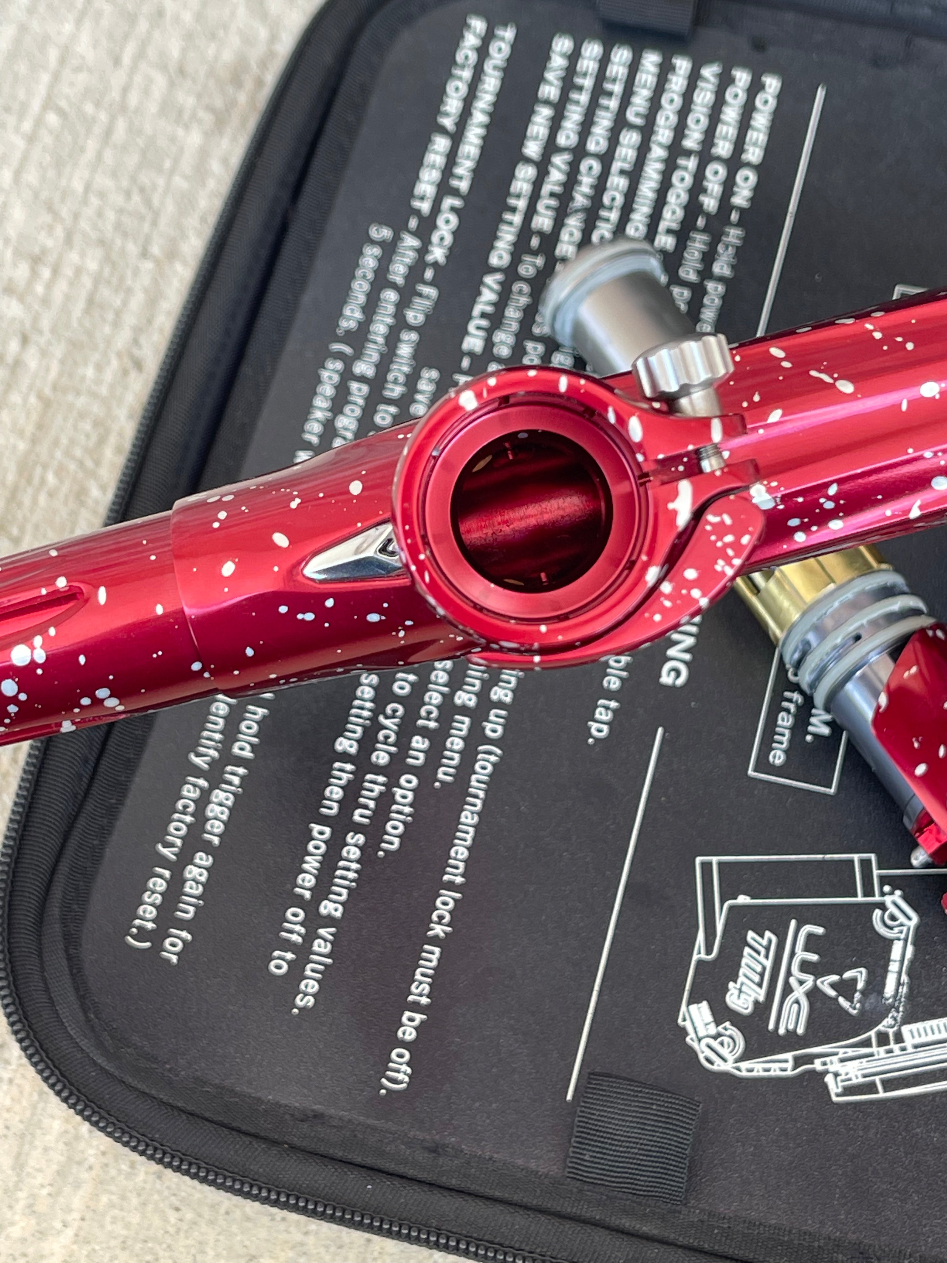 Used DLX Luxe TM40 Paintball Gun - LE Polished Red with White Speckling