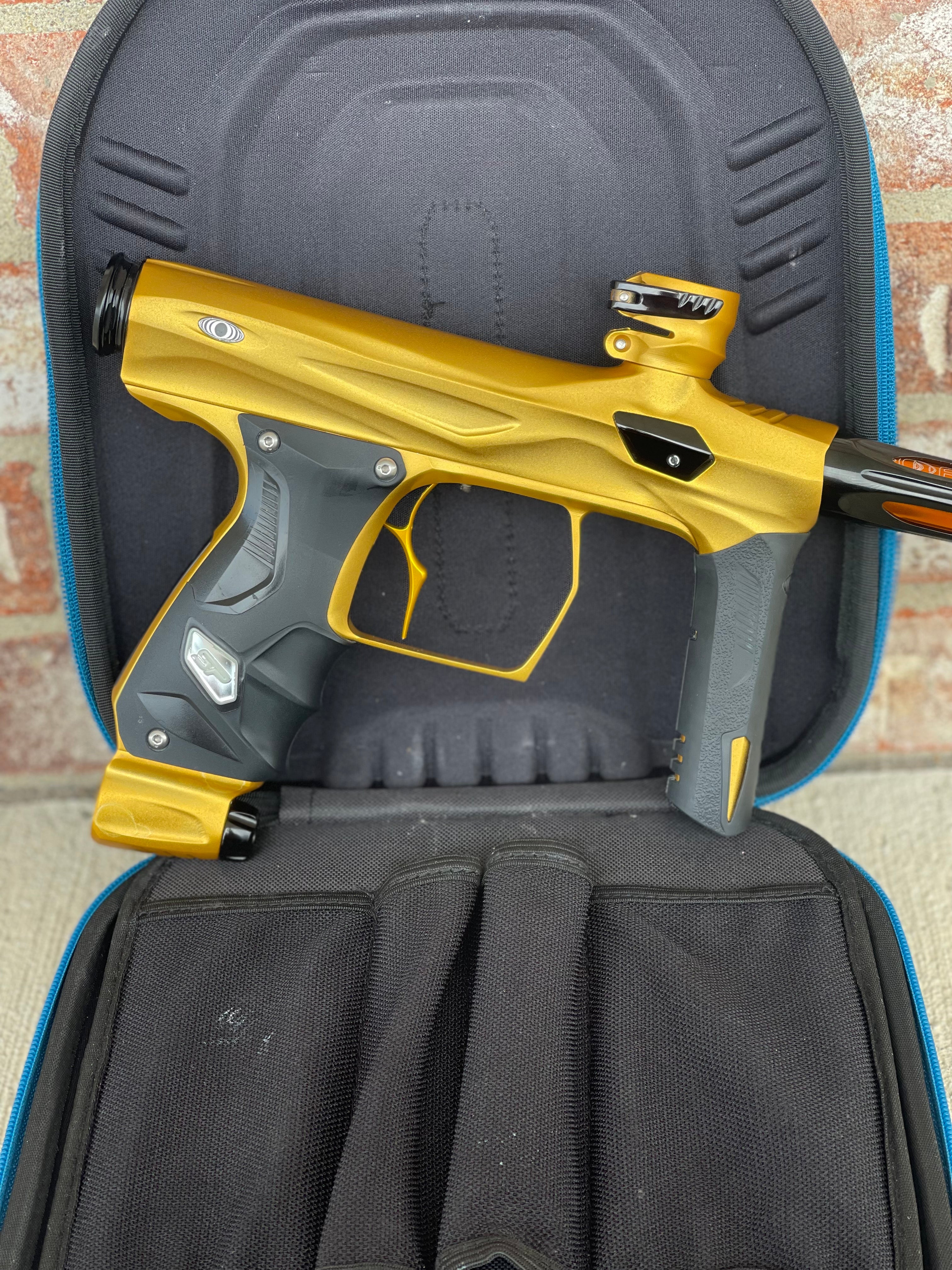 Used Shocker Amp Paintball Gun - Gold w/ Infamous Deuce Trigger