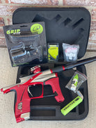 Used Planet Eclipse LV1.6 Paintball Gun - Silver / Red w/ Red and Black Grip Kits and Aluminum FL Tip