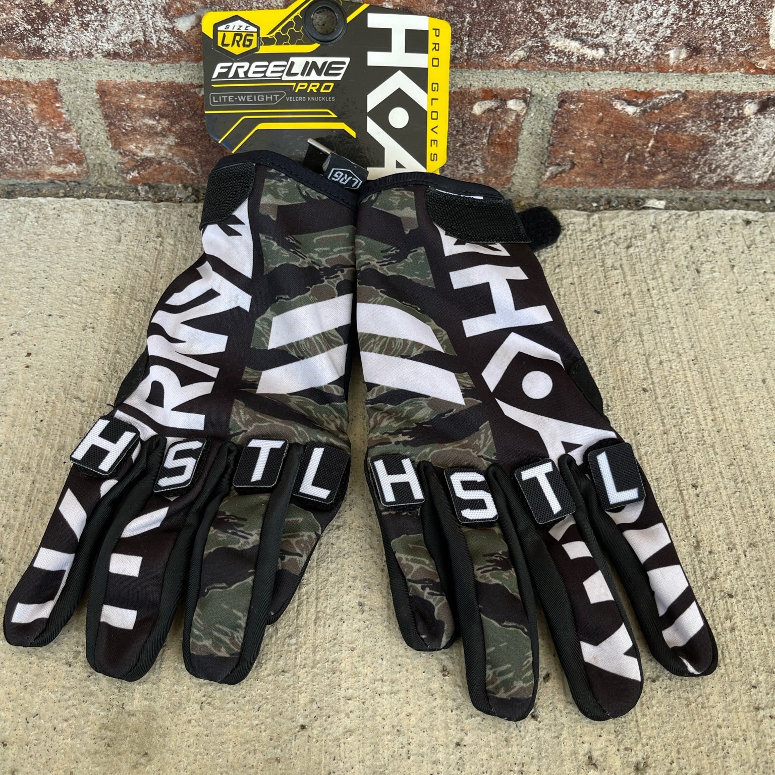 Used HK Army Knucklez Paintball Gloves - Freeline Tiger Stripe - Large