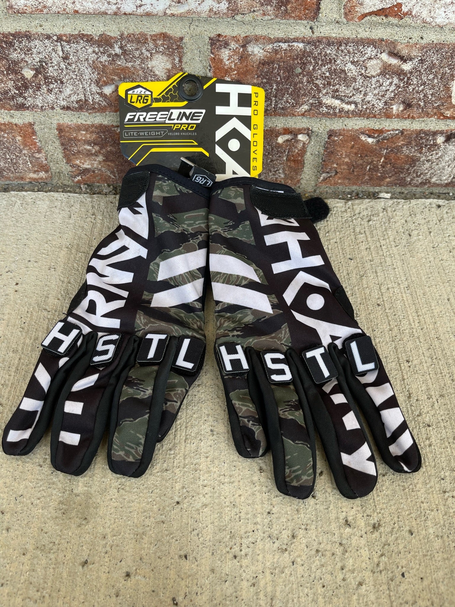 Used HK Army Knucklez Paintball Gloves - Freeline Tiger Stripe - Large