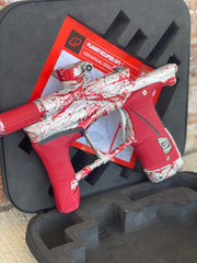 Used Planet Eclipse LV1.6 Paintball Gun - Silver / Red Splash *Custom Anno* w/ Infamous Silencio Tip