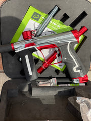Used Planet Eclipse/HK Army CS2 Pro Invader Paintball Gun - Gunmetal/Red w/ 3 FL Backs, Infamous Deuce Trigger, and White Grip Kit