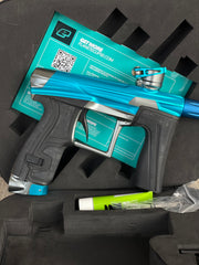 Used Planet Eclipse Geo 4 Paintball Gun - Teal/Grey w/ SSC Trigger with Dye UL Barrel System