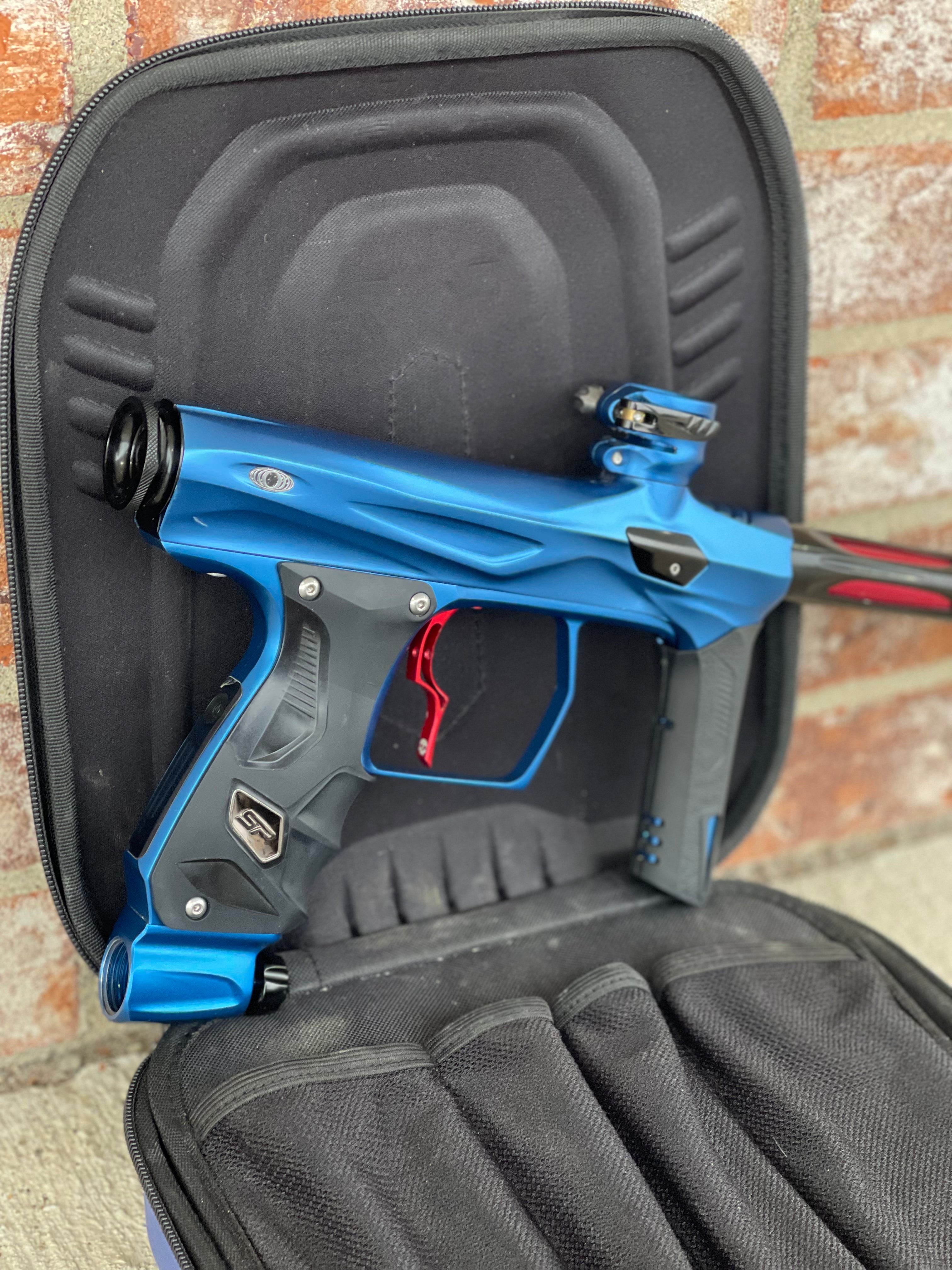 Used Shocker Amp Paintball Gun - Dust Blue w/SSC Soft Tip Bolt & Infamous Deuce Trigger