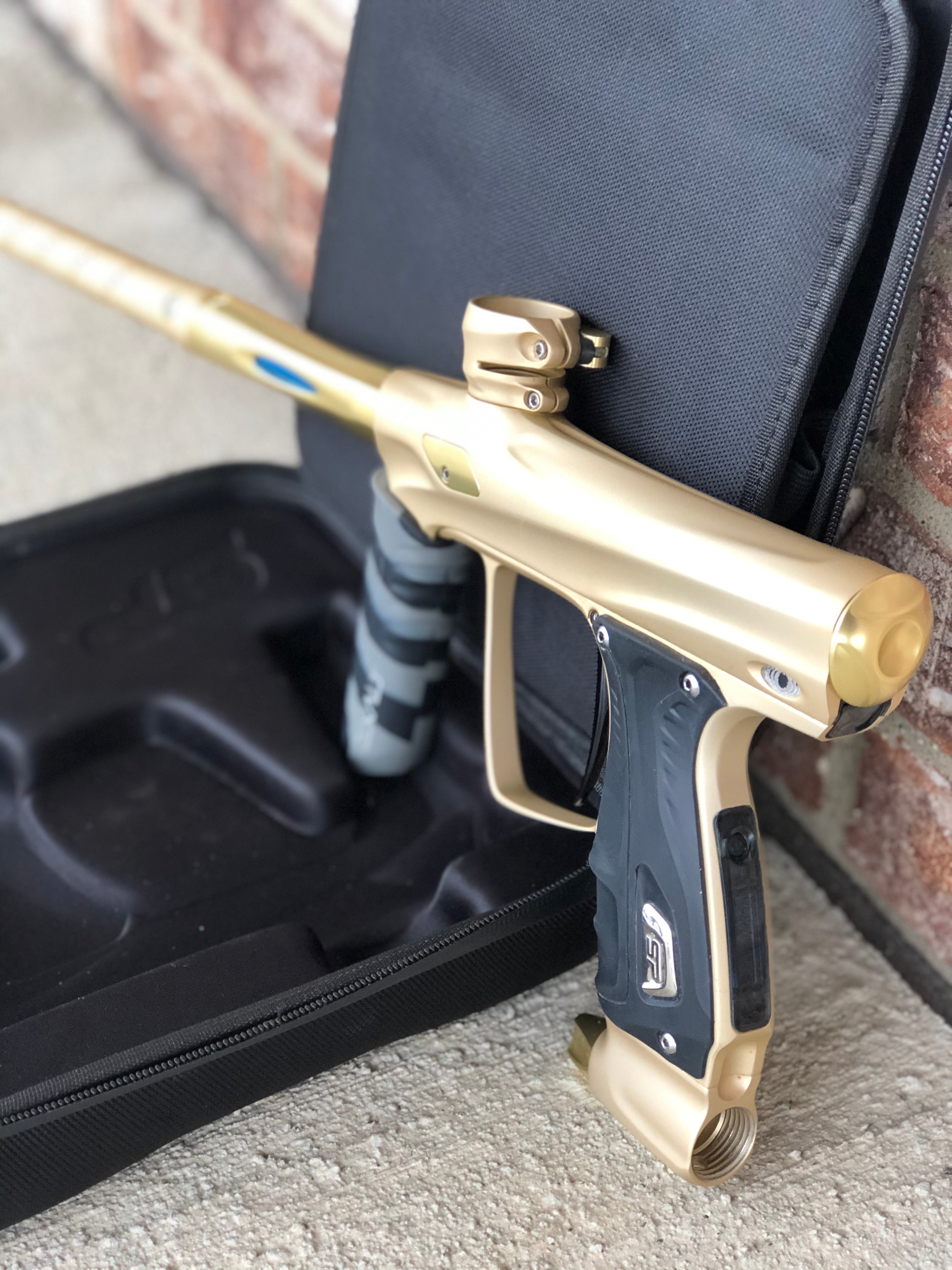 Used Shocker RSX Paintball Gun - Dust Sandstone w/ Gold Accents