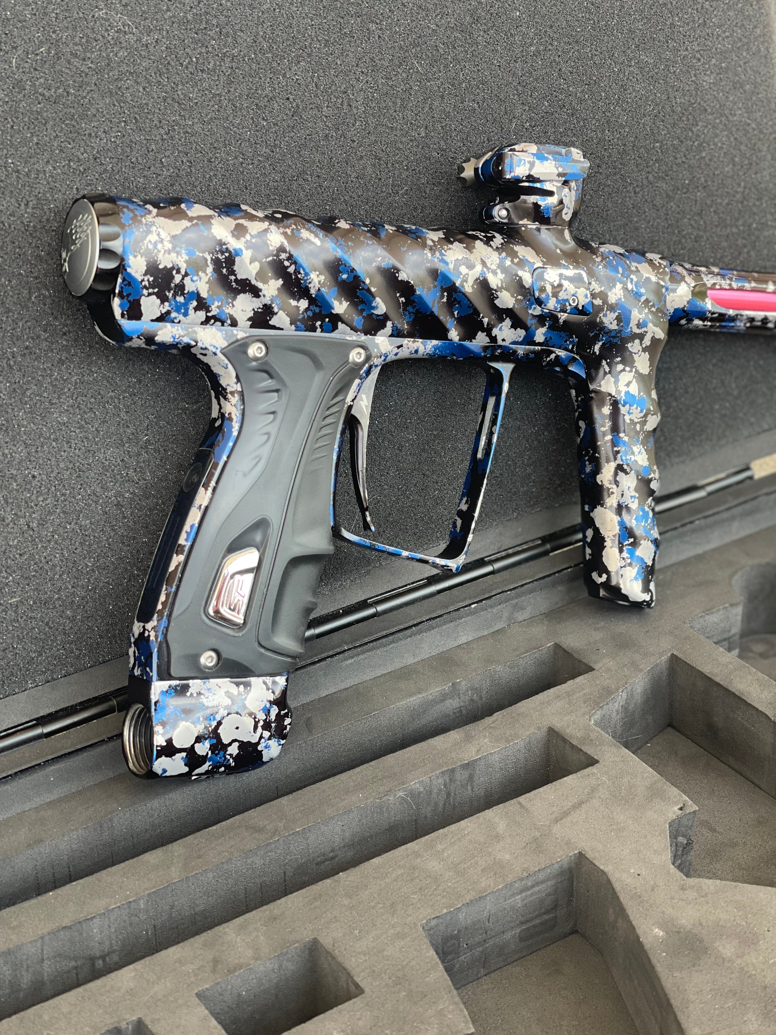 Used Adrenaline Shocker XLS Paintball Gun - Polished Arctic Camo #333- w/ Adrenaline CVO Frame