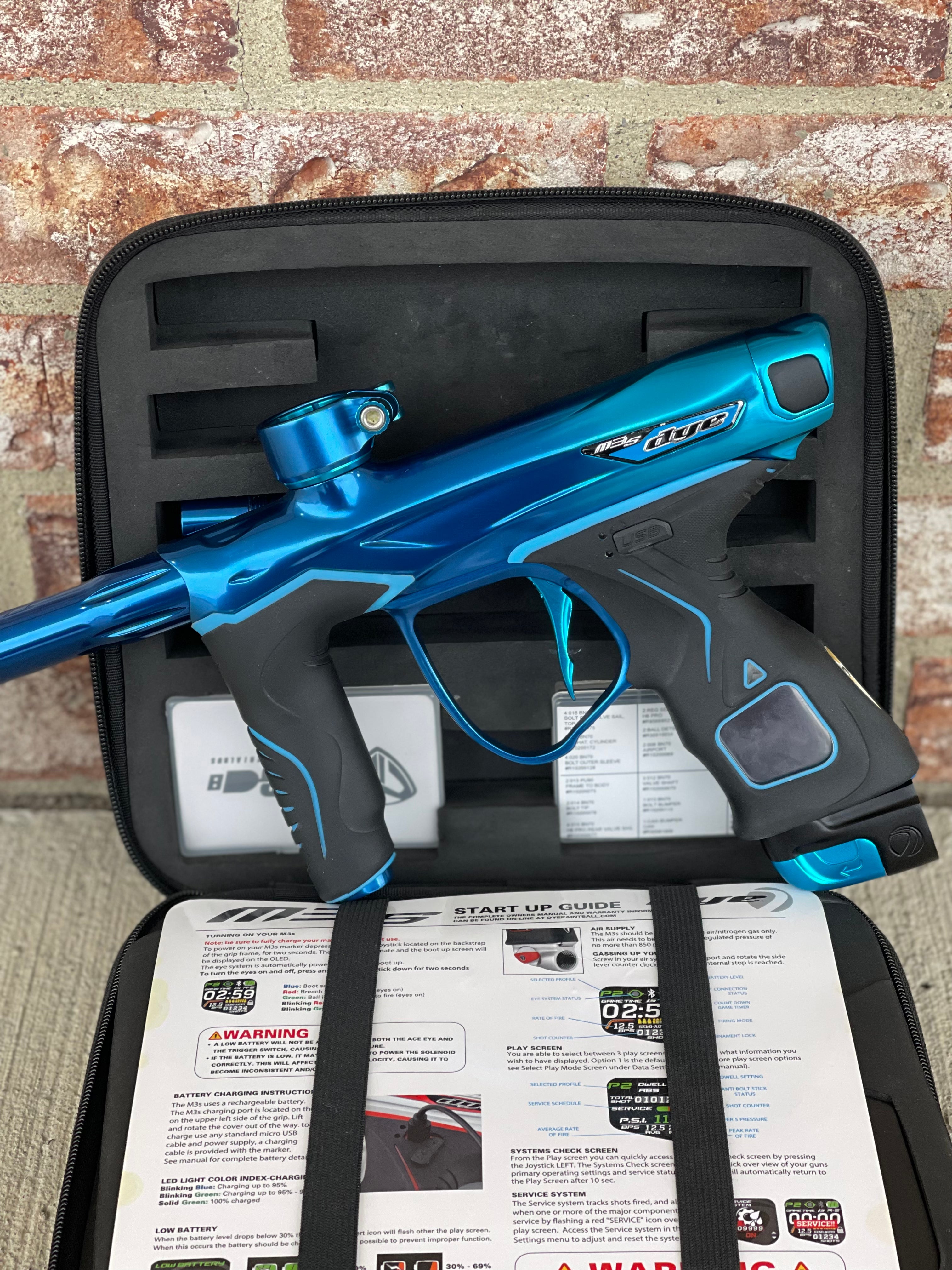 Used Dye M3S Paintball Marker - Deep Waters w/ SLAP ASA and Flex Face Bolt