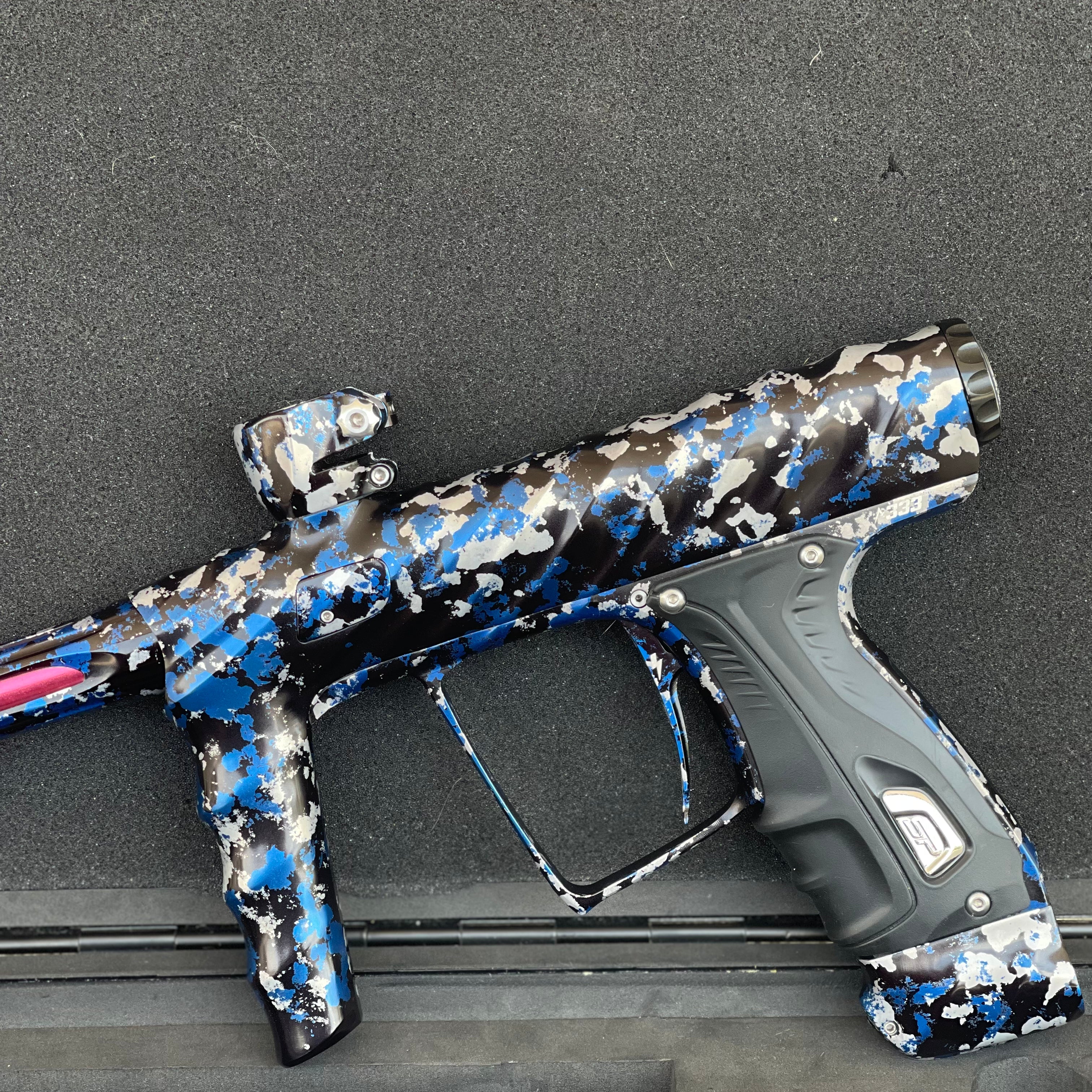 Used Adrenaline Shocker XLS Paintball Gun - Polished Arctic Camo #333- w/ Adrenaline CVO Frame