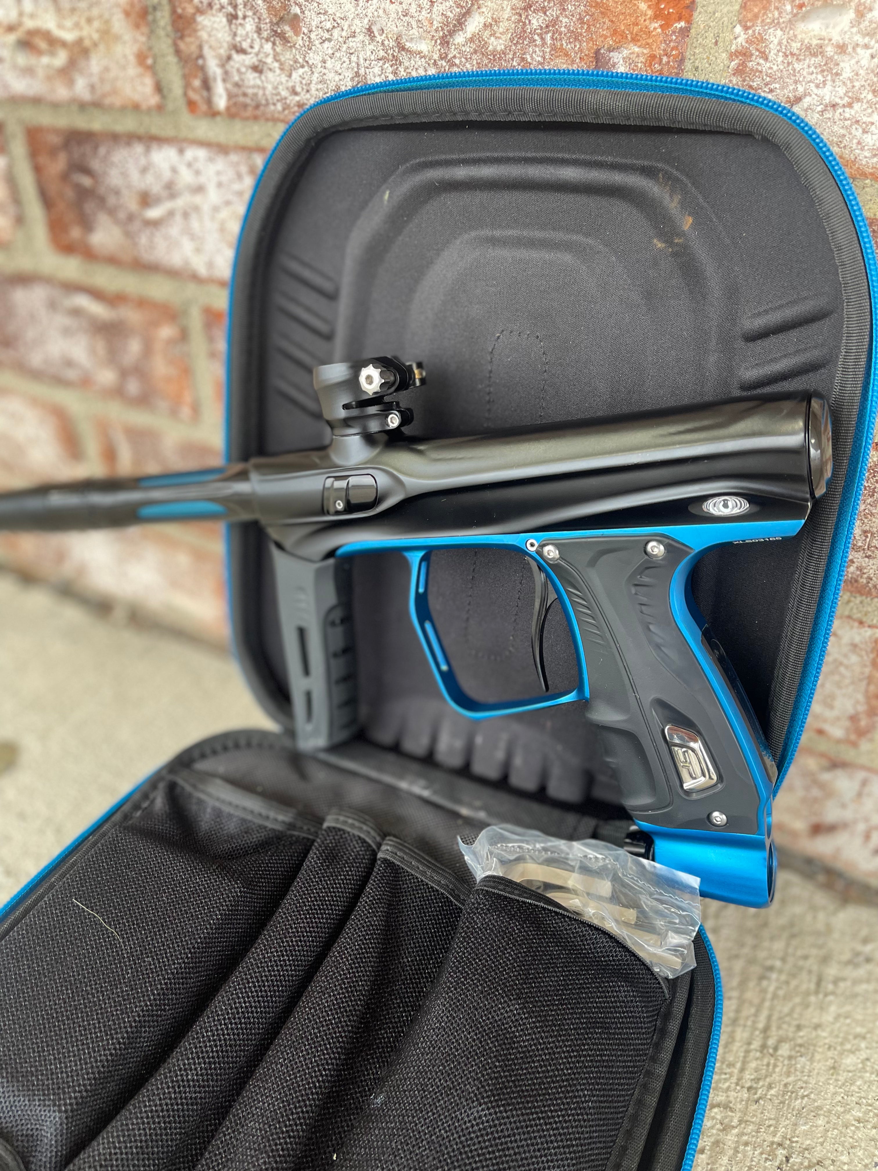 Used Shocker XLS Paintball Gun - Dust Black w/ Blue Trigger Frame