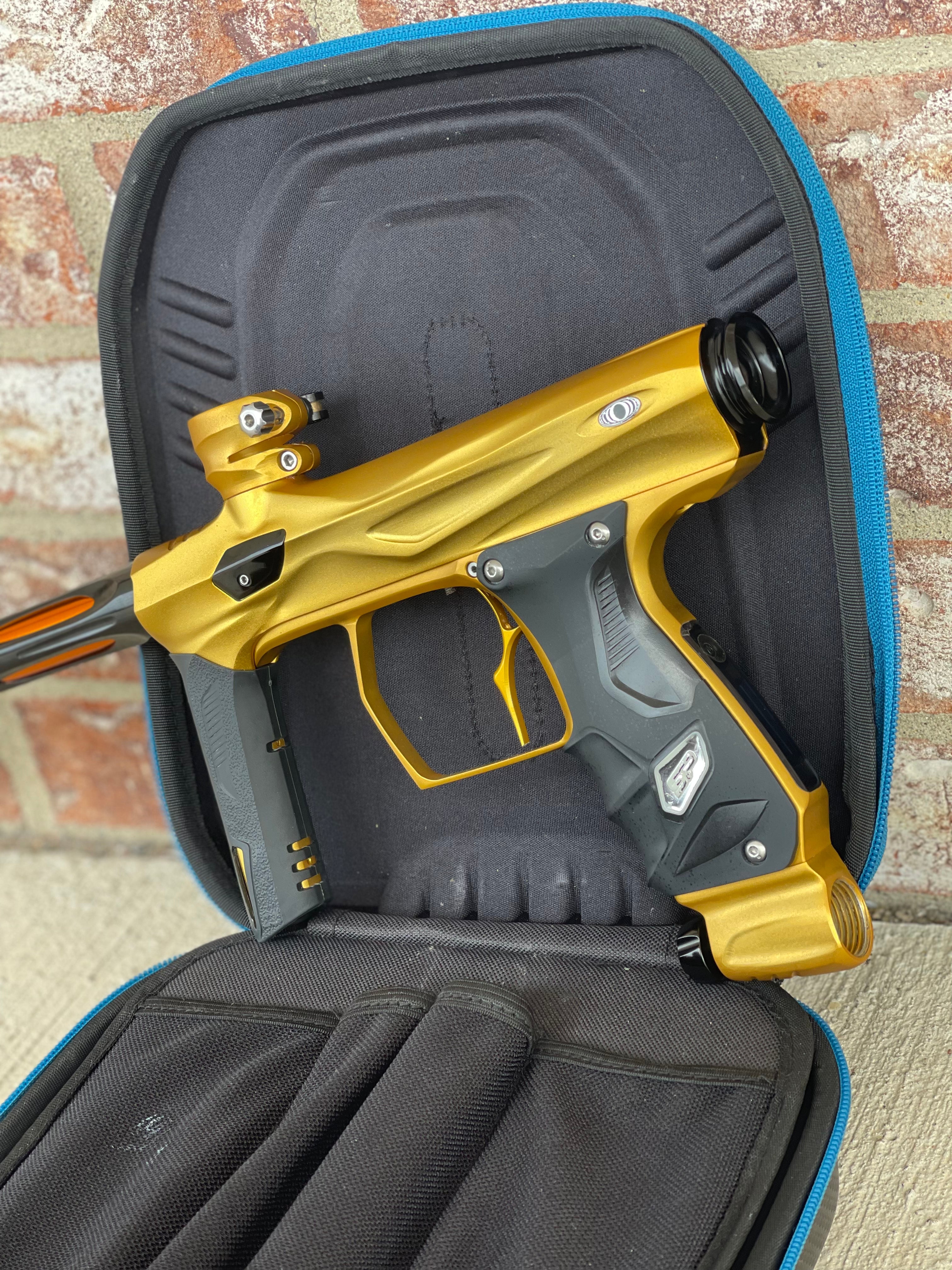 Used Shocker Amp Paintball Gun - Gold w/ Infamous Deuce Trigger