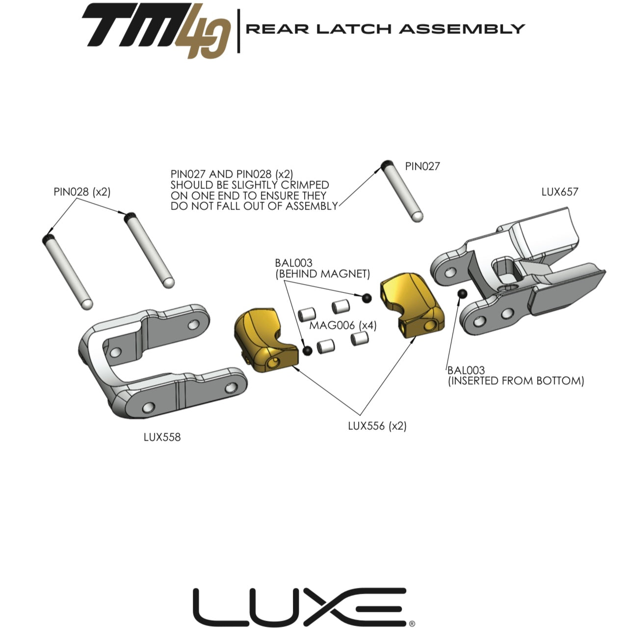 DLX Luxe TM40 Rear Latch System Parts Picker - Pick the Part You Need!
