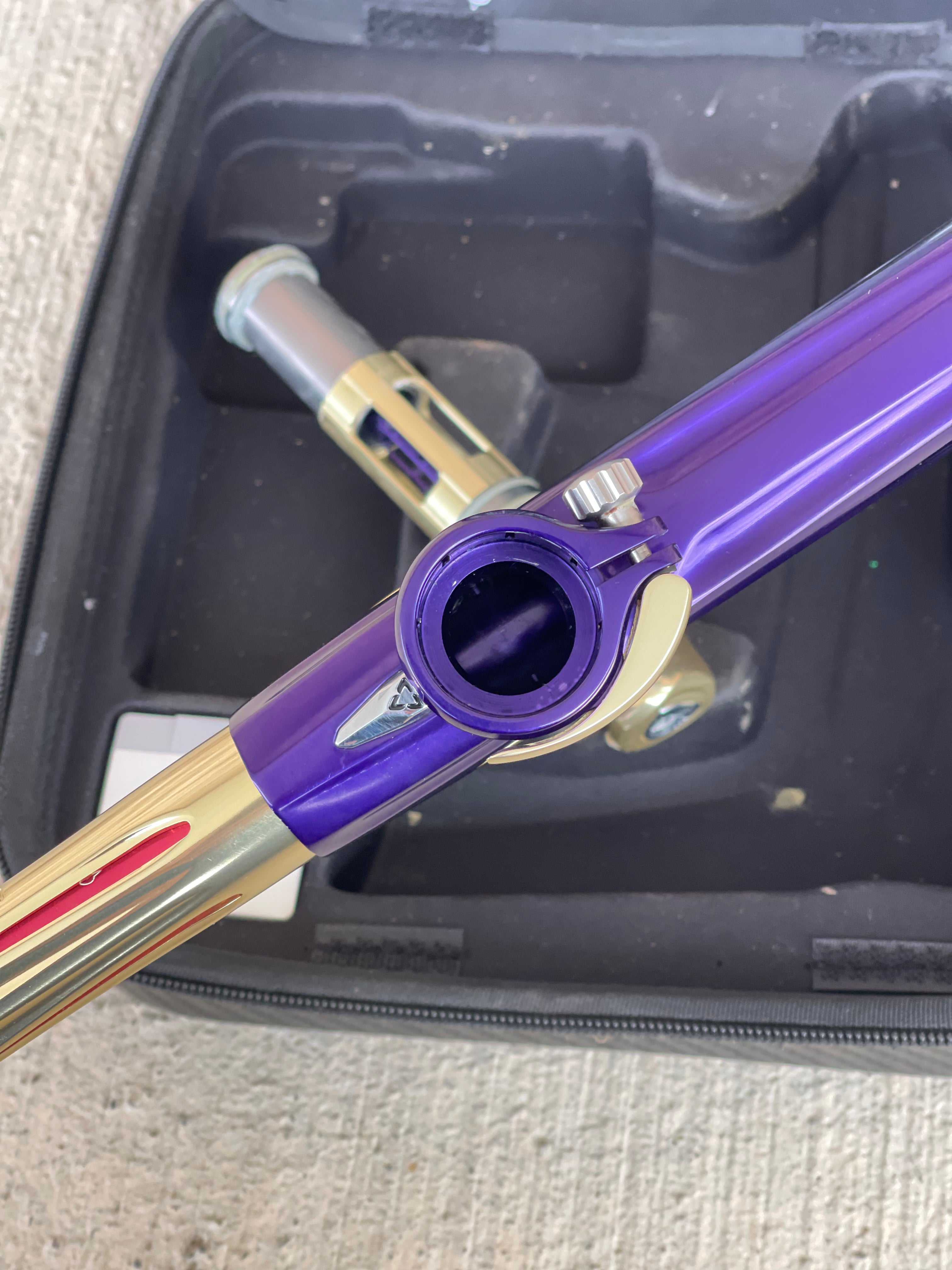 Used DLX Luxe X Paintball Gun - Polished Purple/Polished Gold - Anniversary Edition