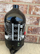 Used Infamous Savage Skull 80/4500 Paintball Tank- Black/White - Bottle Only - Exalt/PE Tank Grip