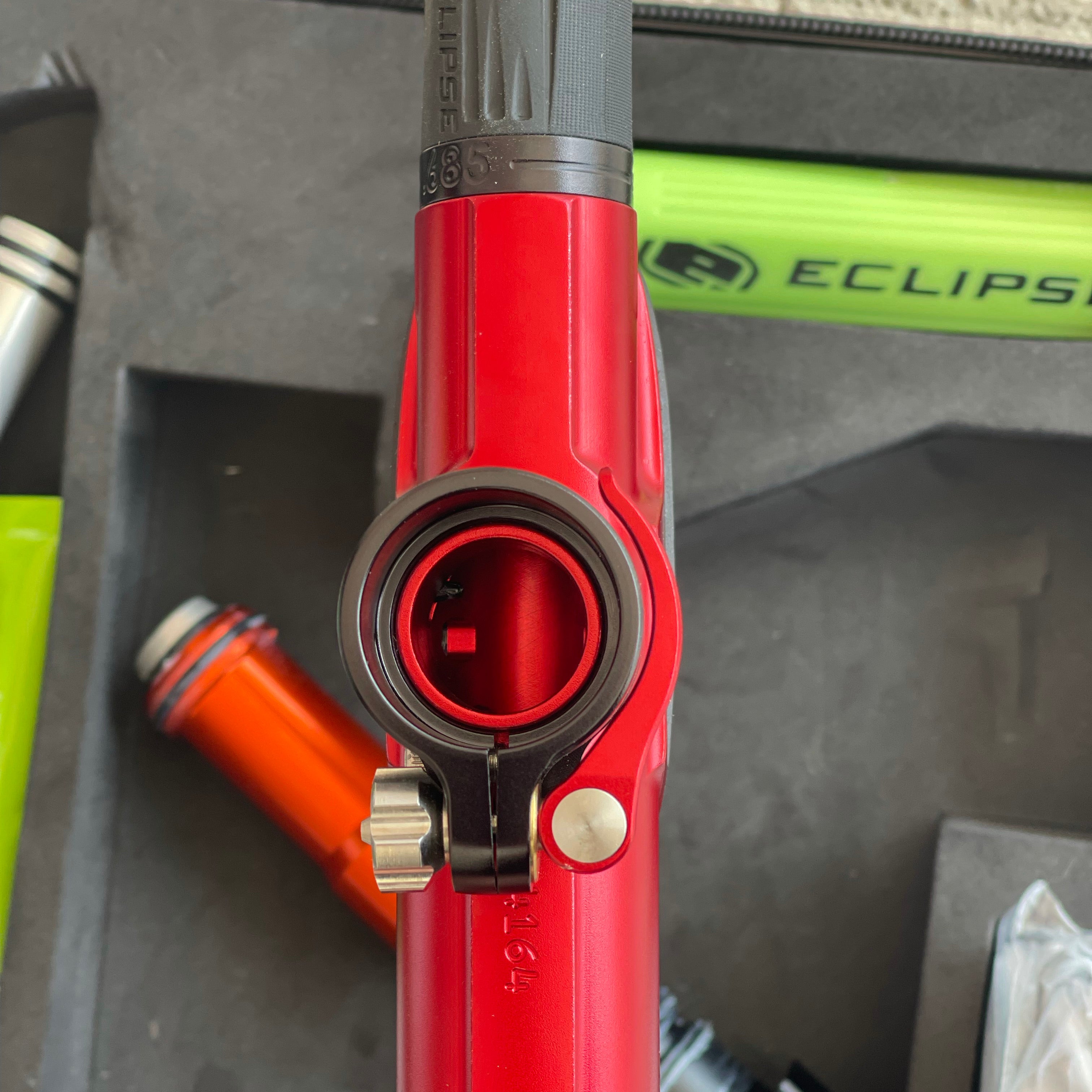 Used Planet Eclipse CS2 Pro Paintball Gun - Red/Back with Infamous Silencio Tip