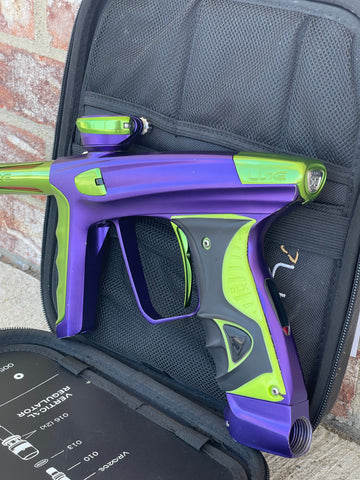 Used DLX Luxe X Paintball Gun - Dust Purple / Polished Green