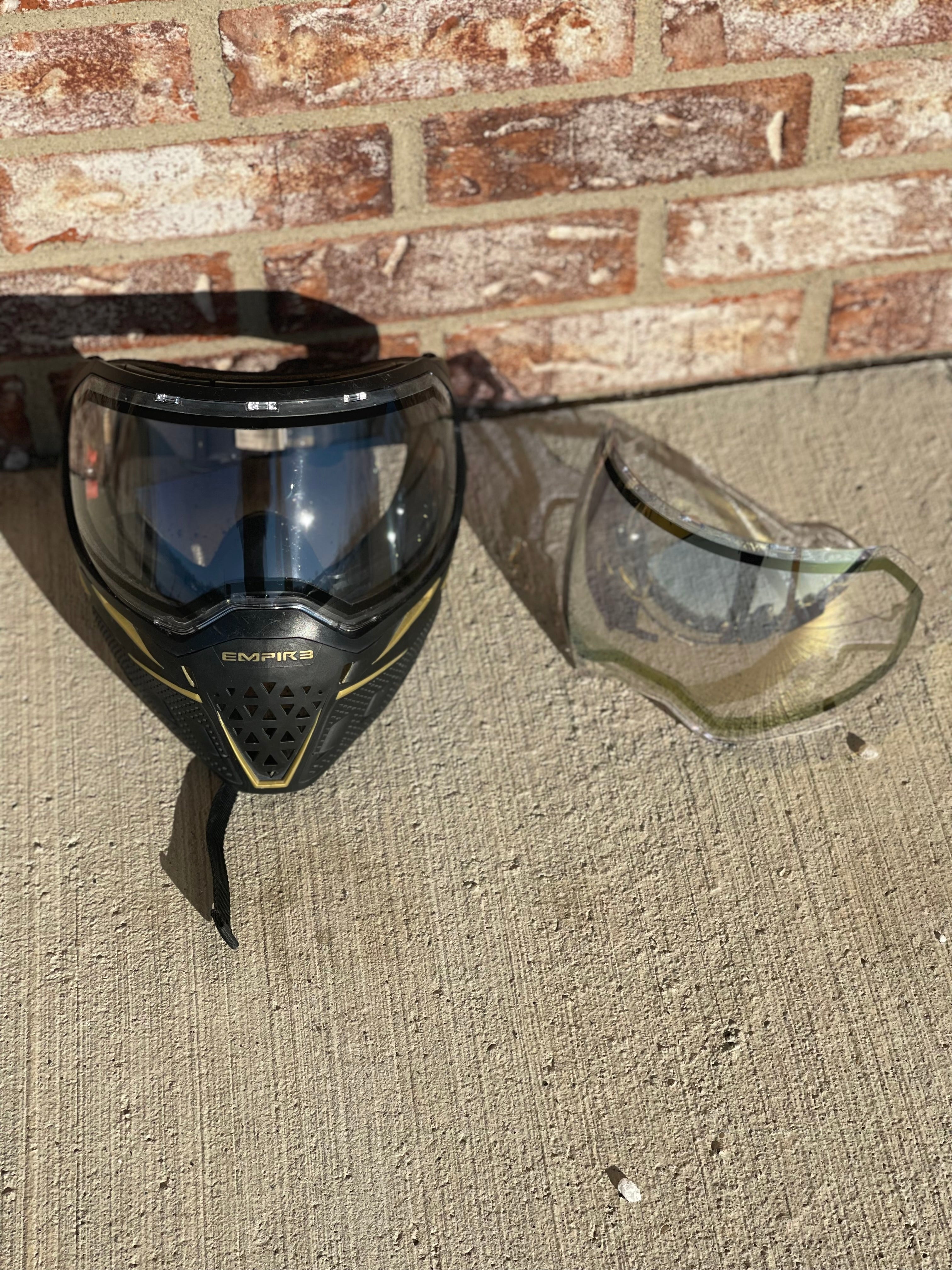 Used Empire EVS Paintball Mask - Black/Gold w/ Extra Lens