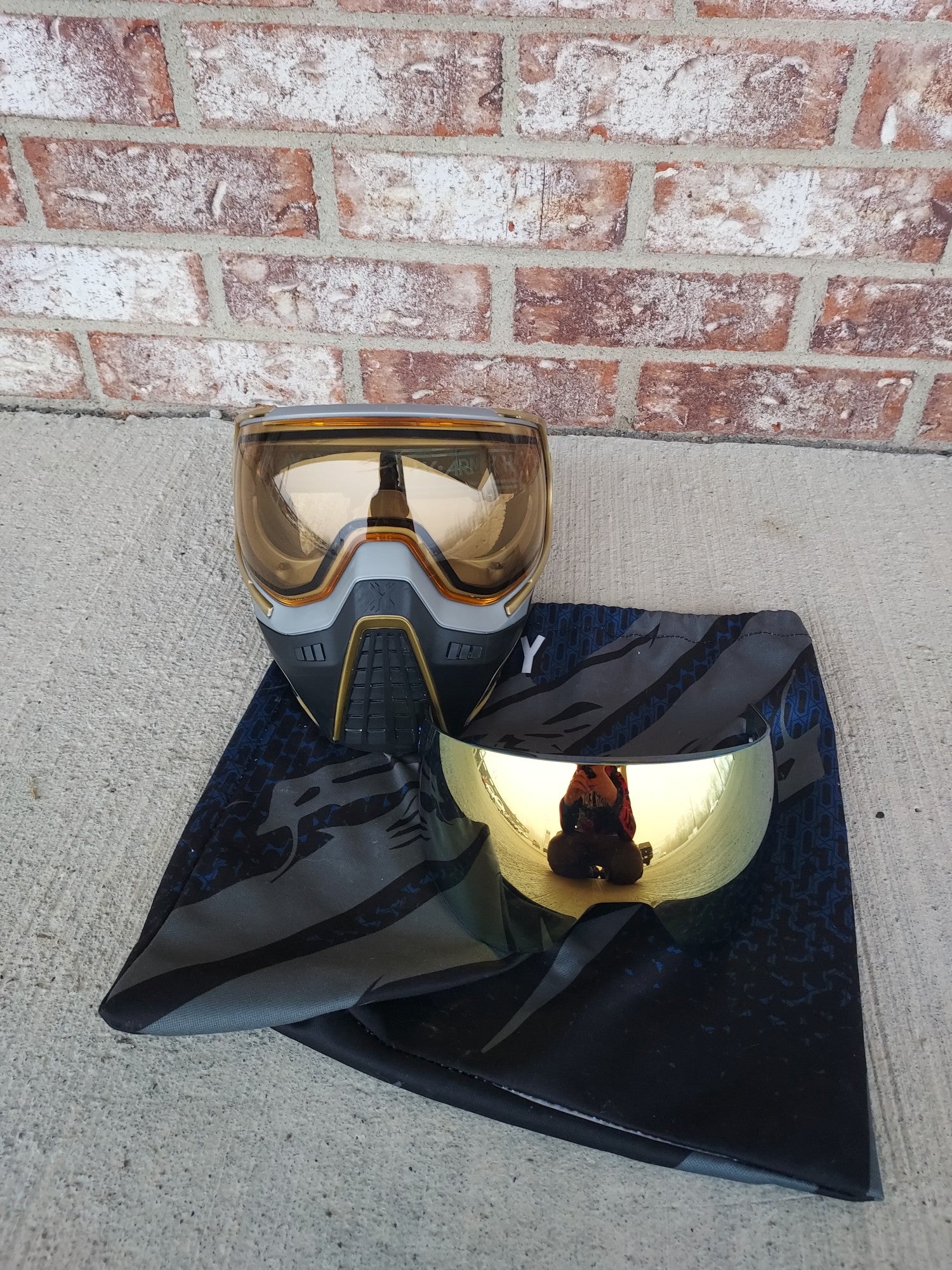 Used HK Army KLR Goggle - Black/Gold with additional Gold Lens