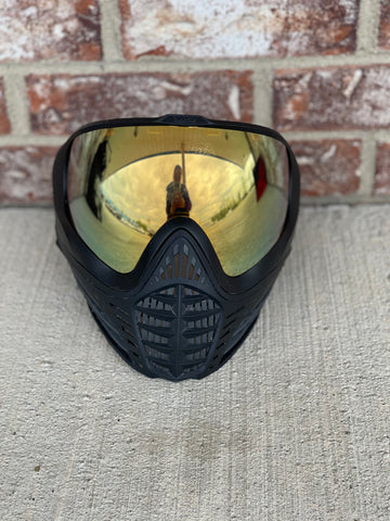 Used Virtue Contour Paintball Mask - Black w/ Gold Mirror Lens