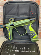 Used DLX Luxe X Paintball Gun - Dust Olive/Polished Black w/ Green Grip Kit