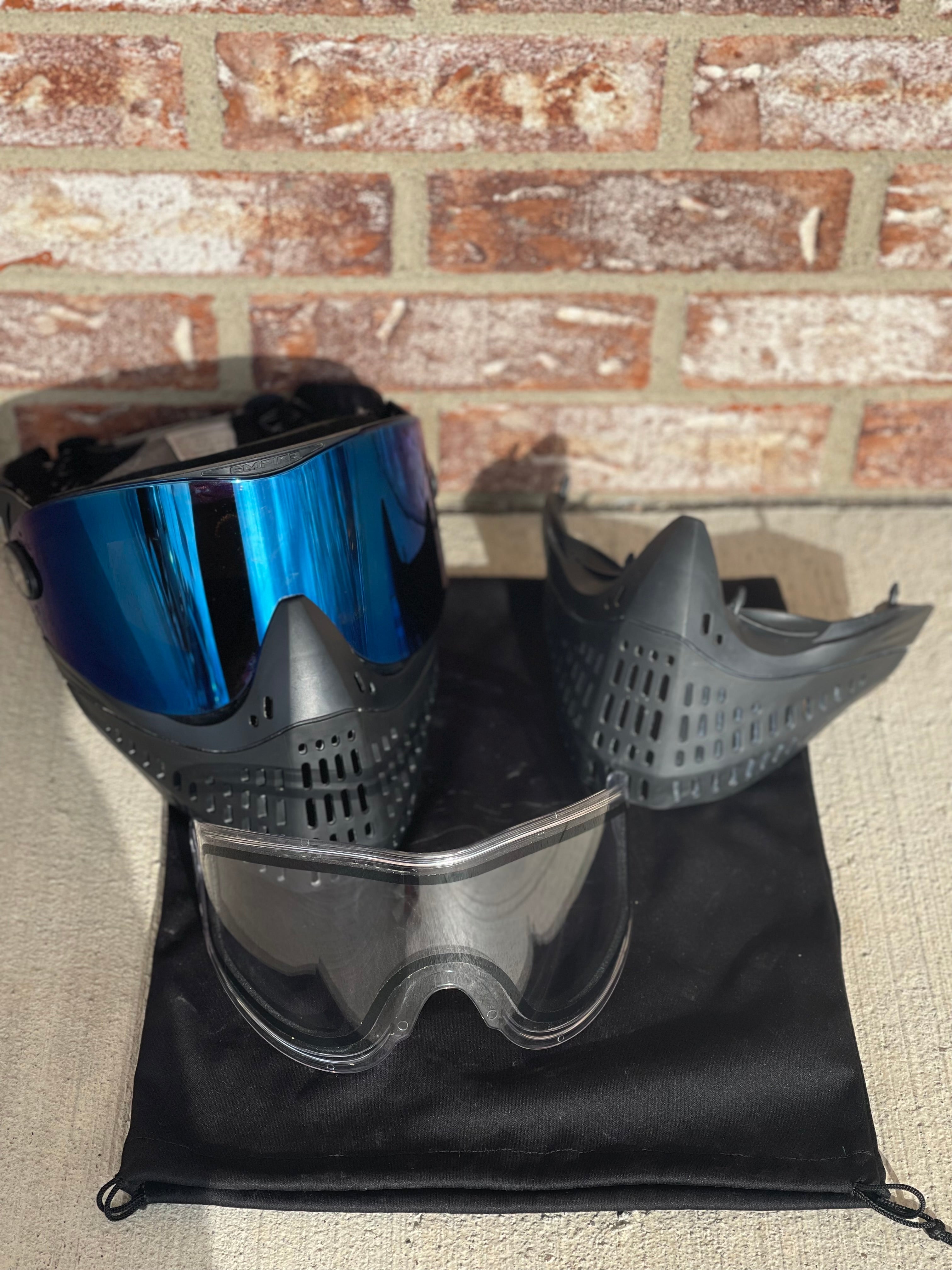 Used Empire E-Flex Paintball Mask- Black - Additional Lens and Extra Black Bottom