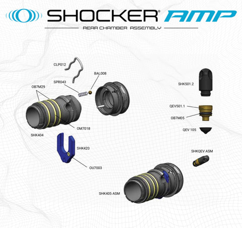 SP Shocker Amp Rear Chamber Assembly Parts List - Pick the Part You Need!