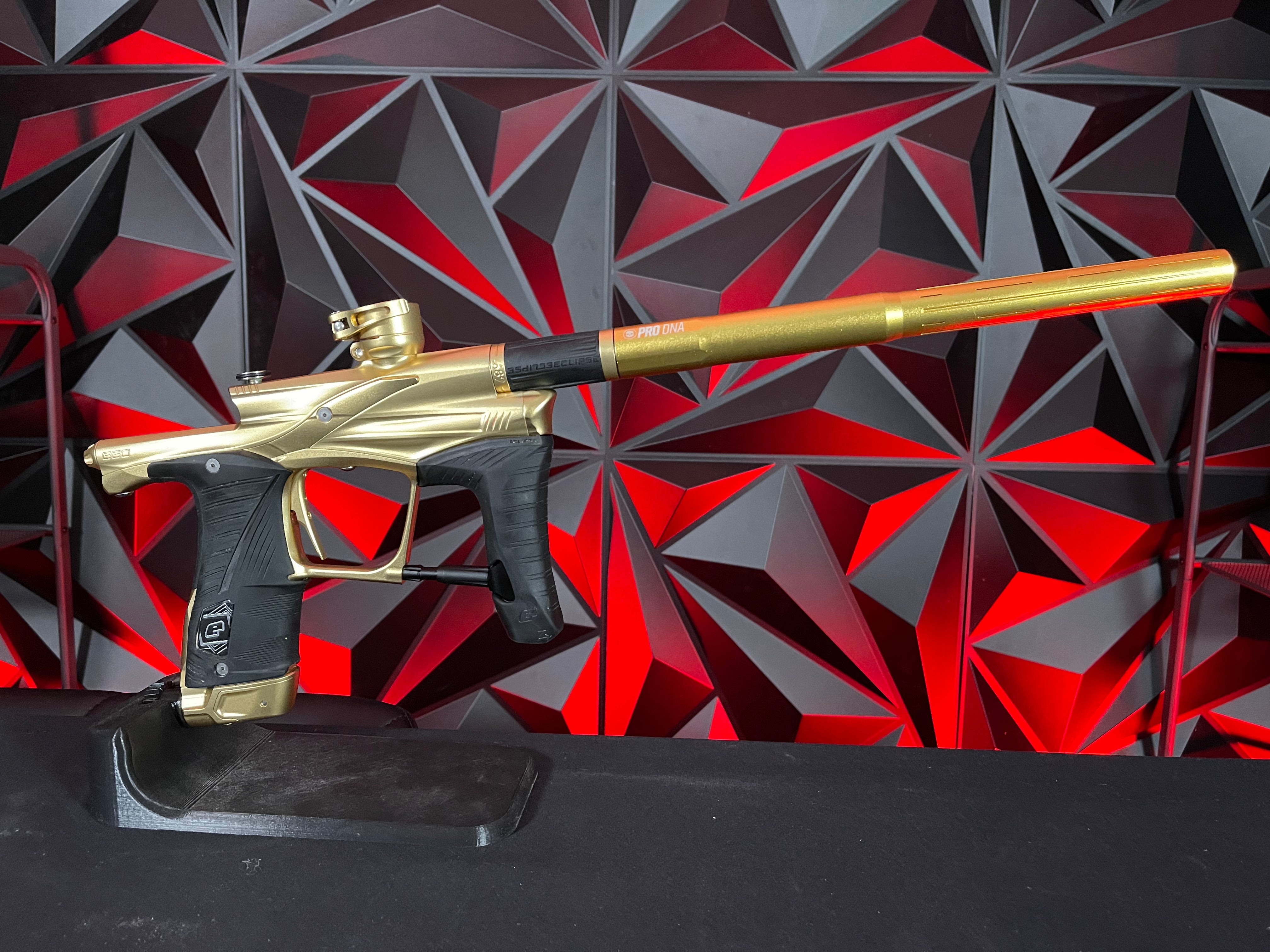 Used Planet Eclipse Lv1.6 Paintball Gun - Gold / Gold w/ Infamous FL Tip