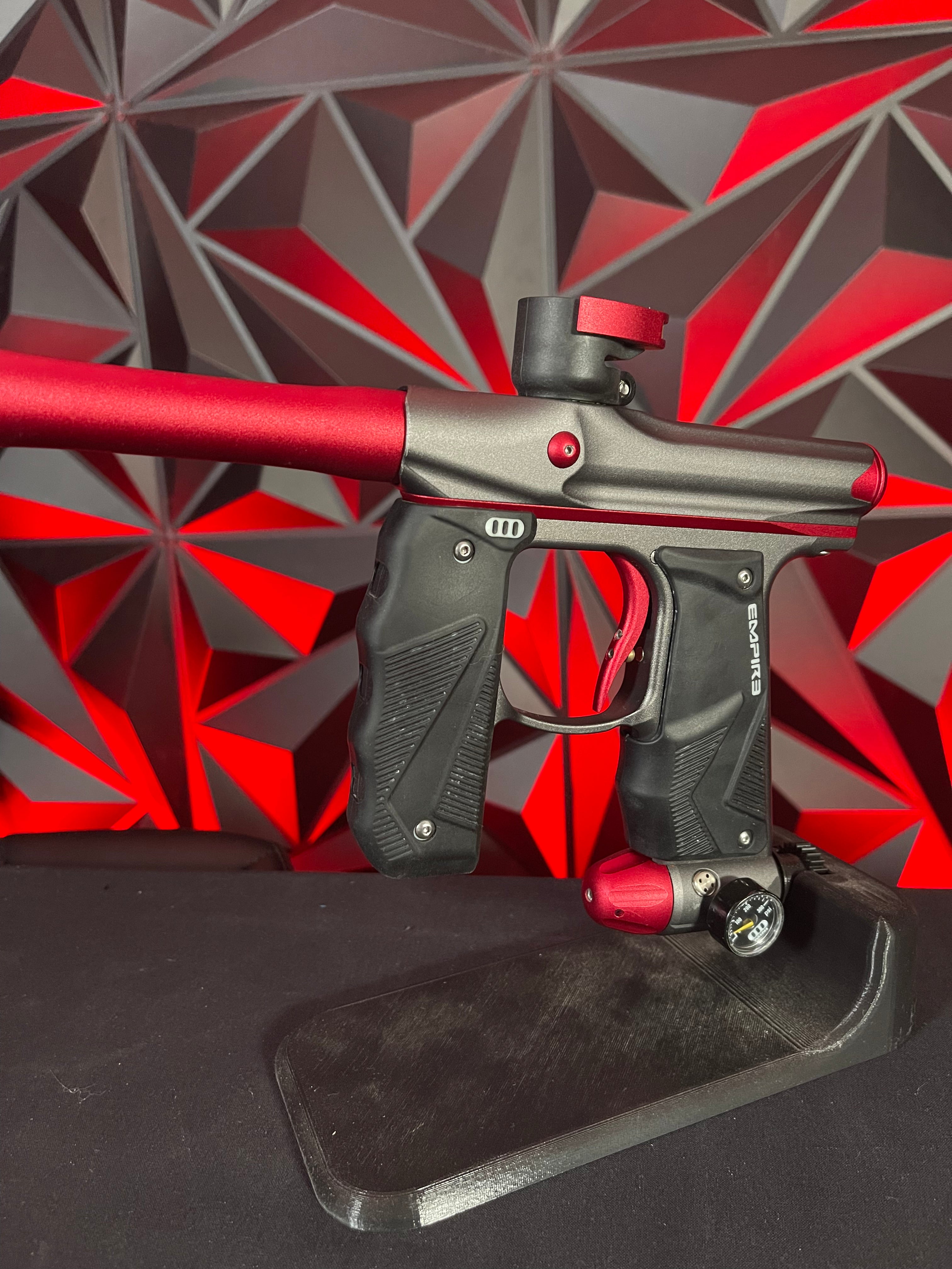 Used Empire Mini GS Paintball Gun- Grey / Red w/ 2 Piece Barrel *NEW Solenoid*