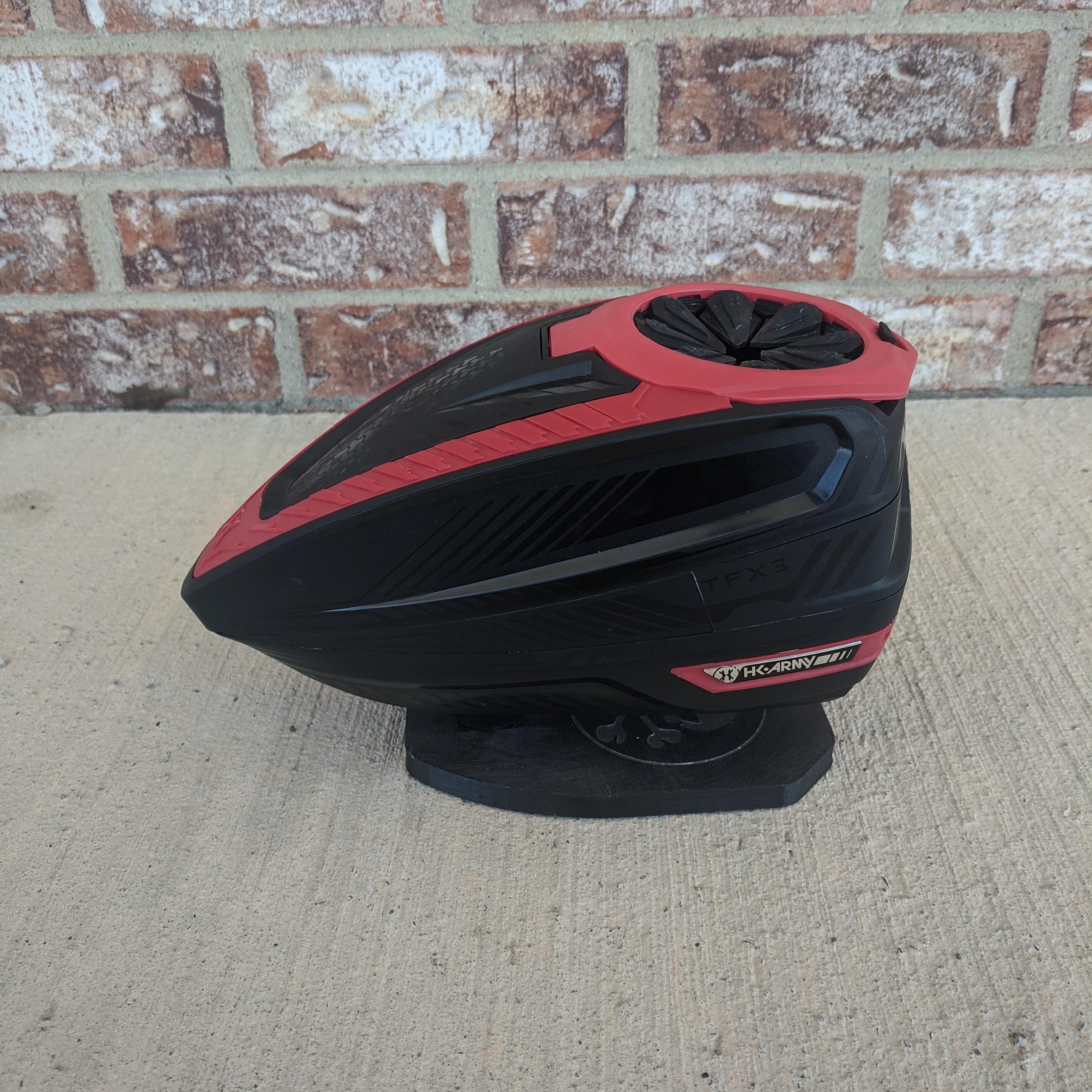 Used HK Army TFX3 Paintball Loader - Black/Red with Speedfeed